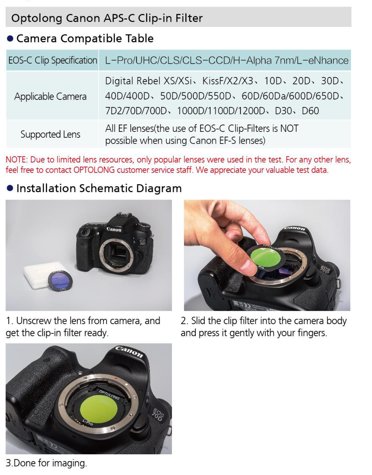 Comment installer le filtre clip Optolong dans les appareils photo Canon EOS APS-C