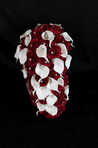 Cascading Rose Calla Lily Wedding Bouquet Collection Detail