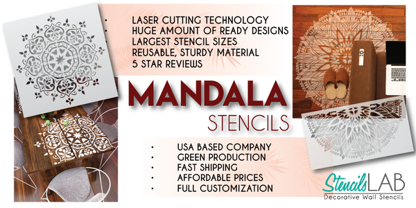 ST38A4 Mandala  #1 Stencil Furniture and Art For  Walls 