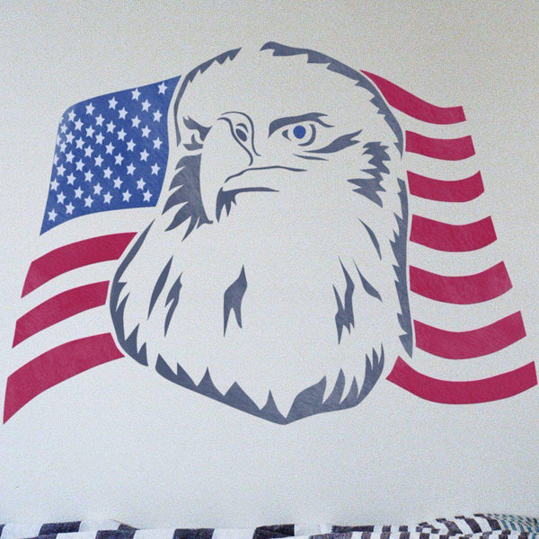 Eagle & American Flag Stencil - Independence Day Decorations - 4th of – StencilsLAB Wall Stencils