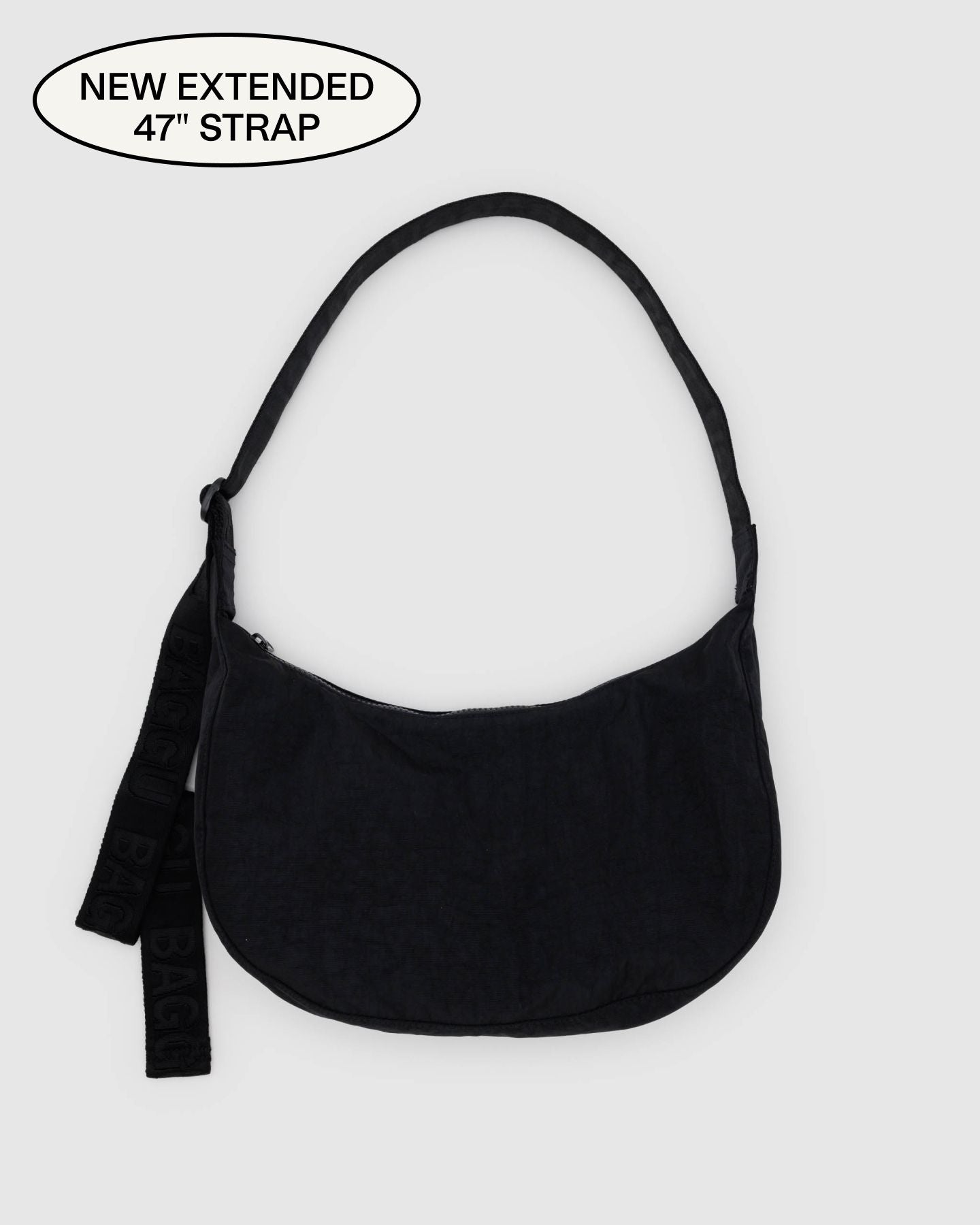 Medium Nylon Crescent Bag - Black