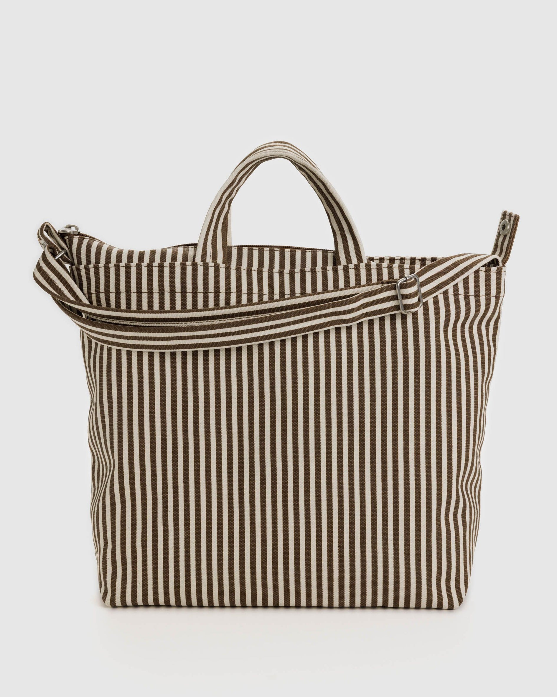 Horizontal Zip Duck Bag - Brown Stripe