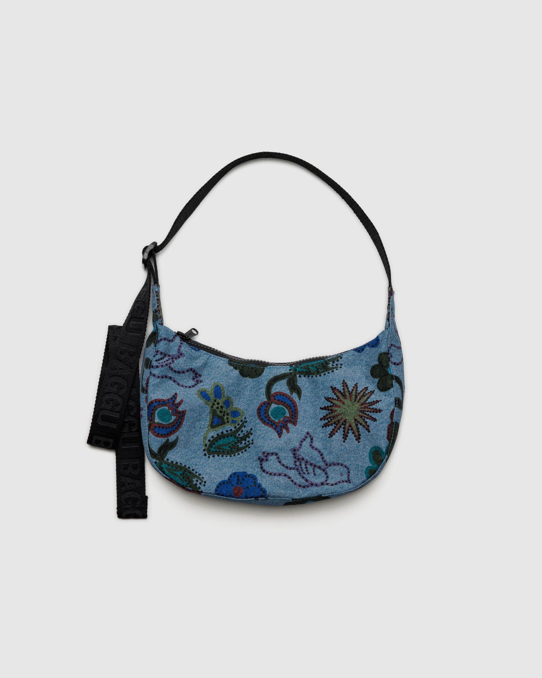 Small Nylon Crescent Bag - Digital Denim Birds