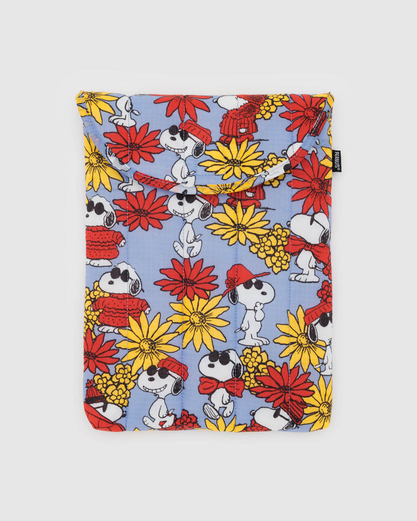 Puffy Laptop Sleeve 13"/14" in Floral Snoopy