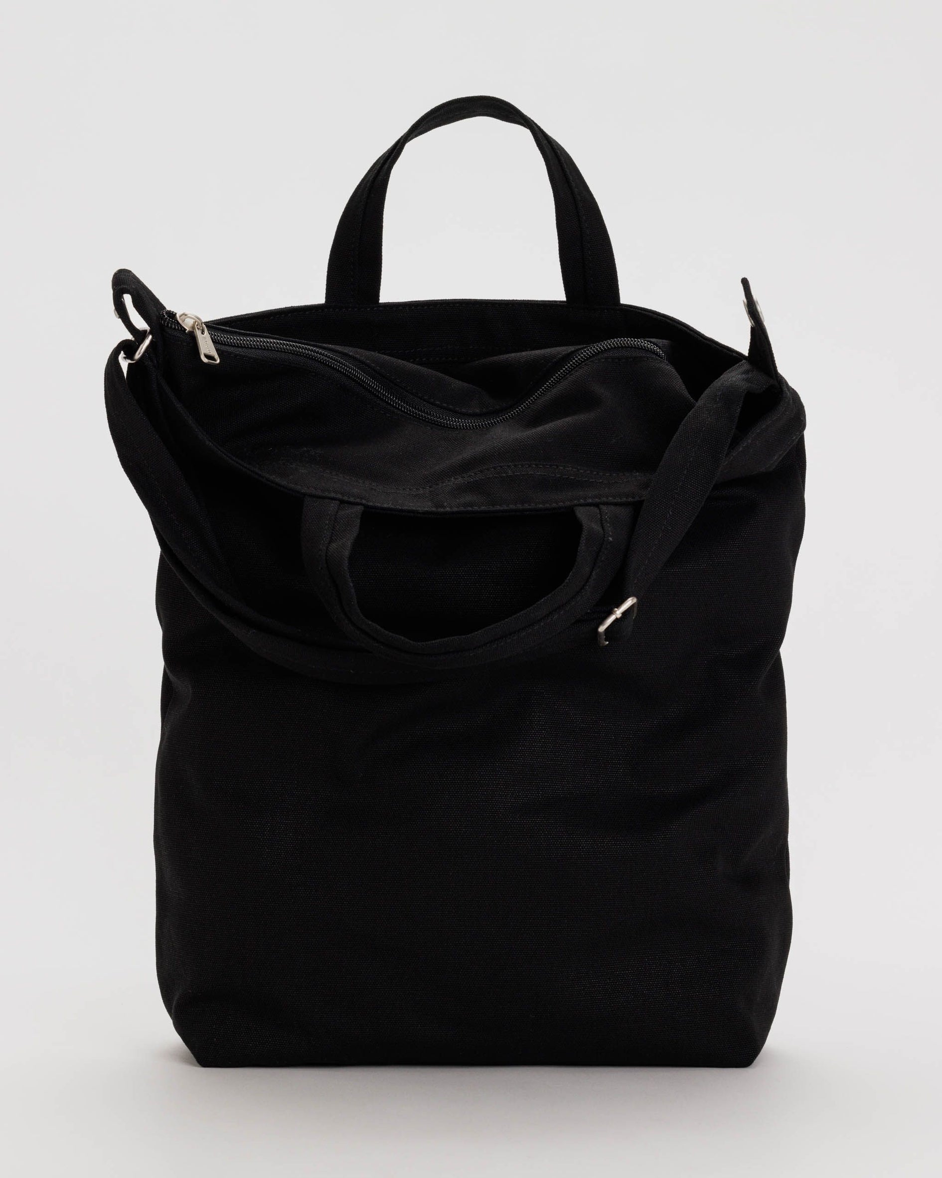 black handbag with zip