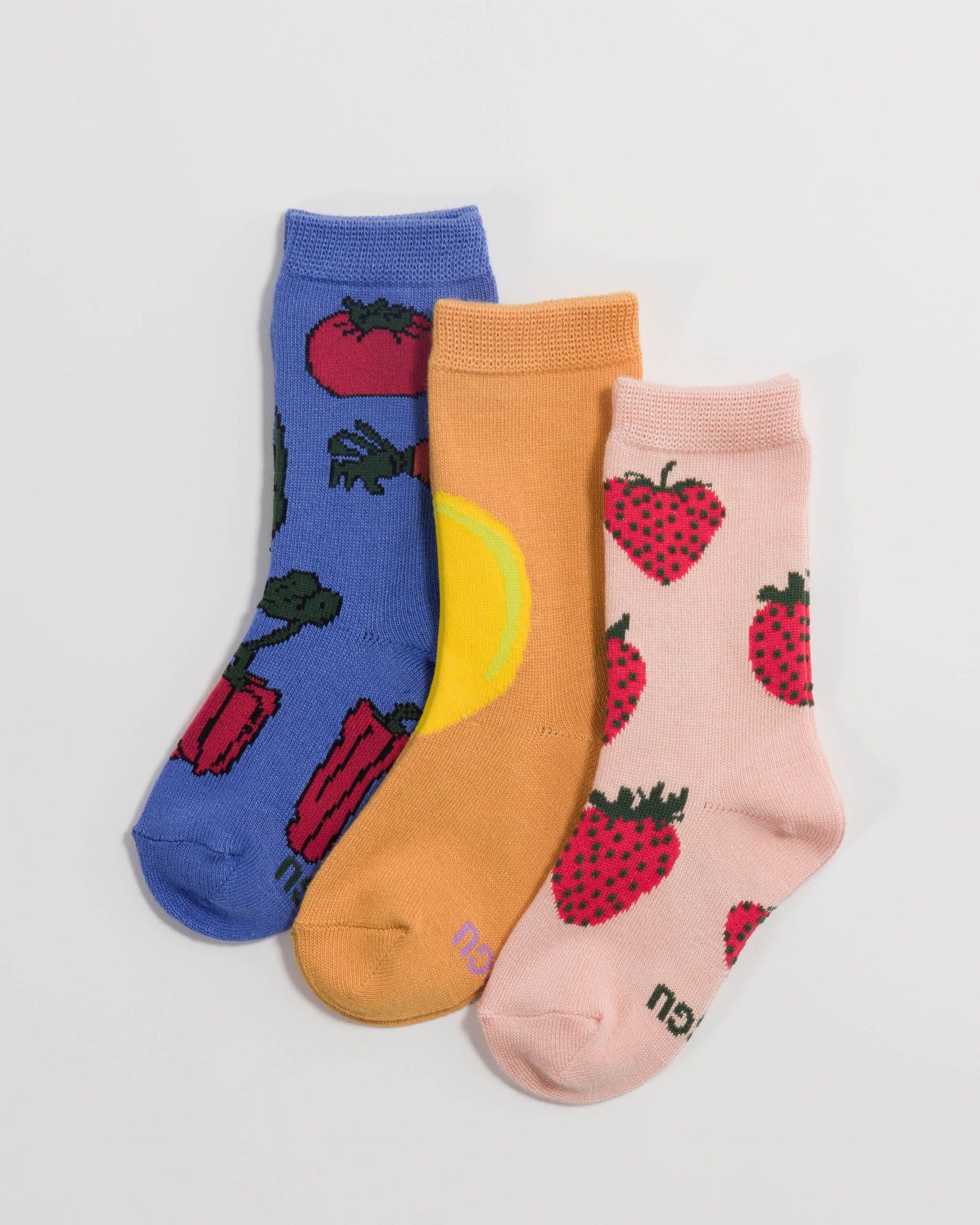 Kids Crew Sock Set of 3  - Fruits Veggies