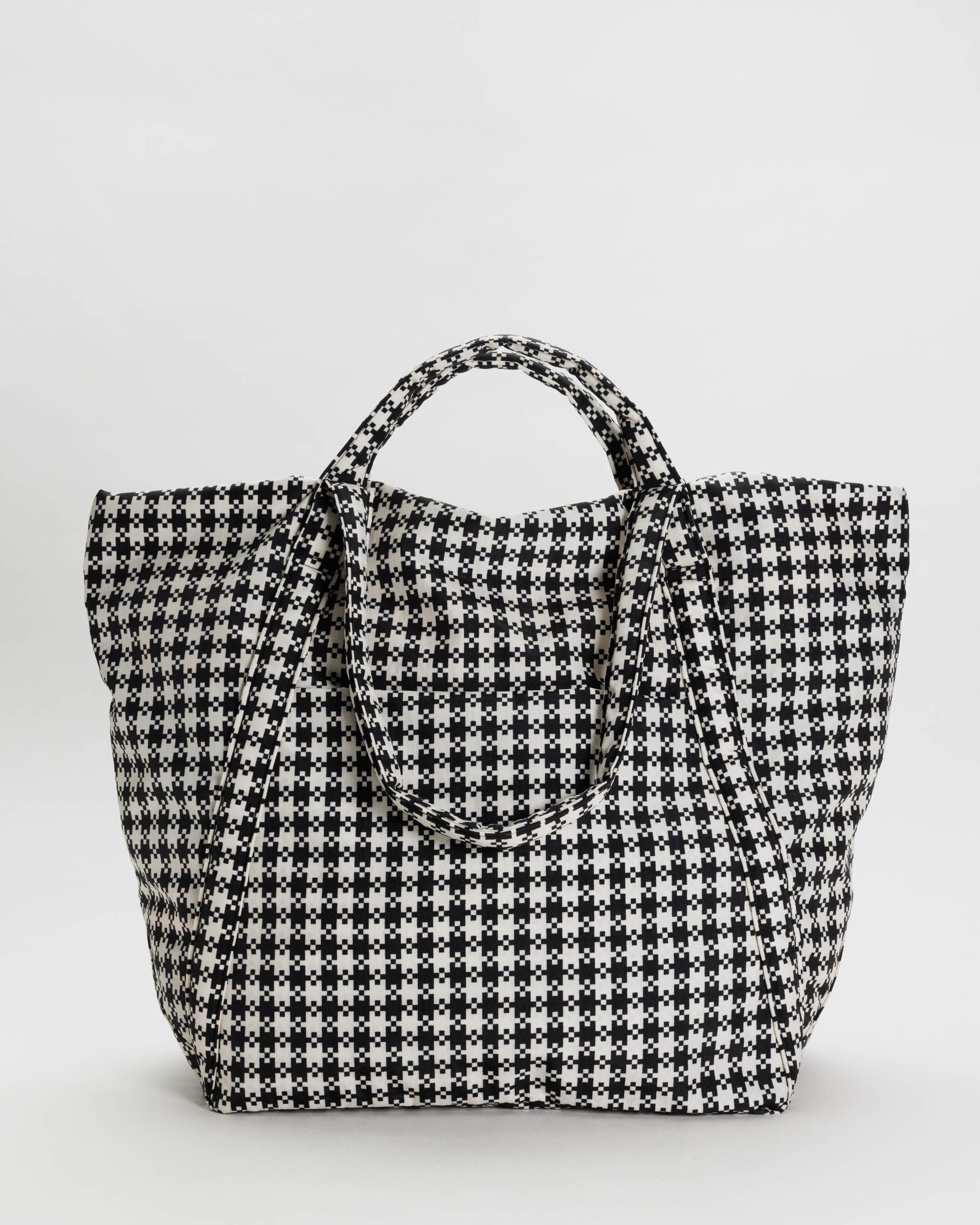 Travel Cloud Bag - Black & White Pixel Gingham