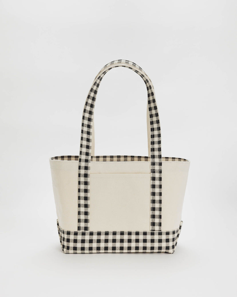 Small Heavyweight Canvas Tote in Black & White Gingham