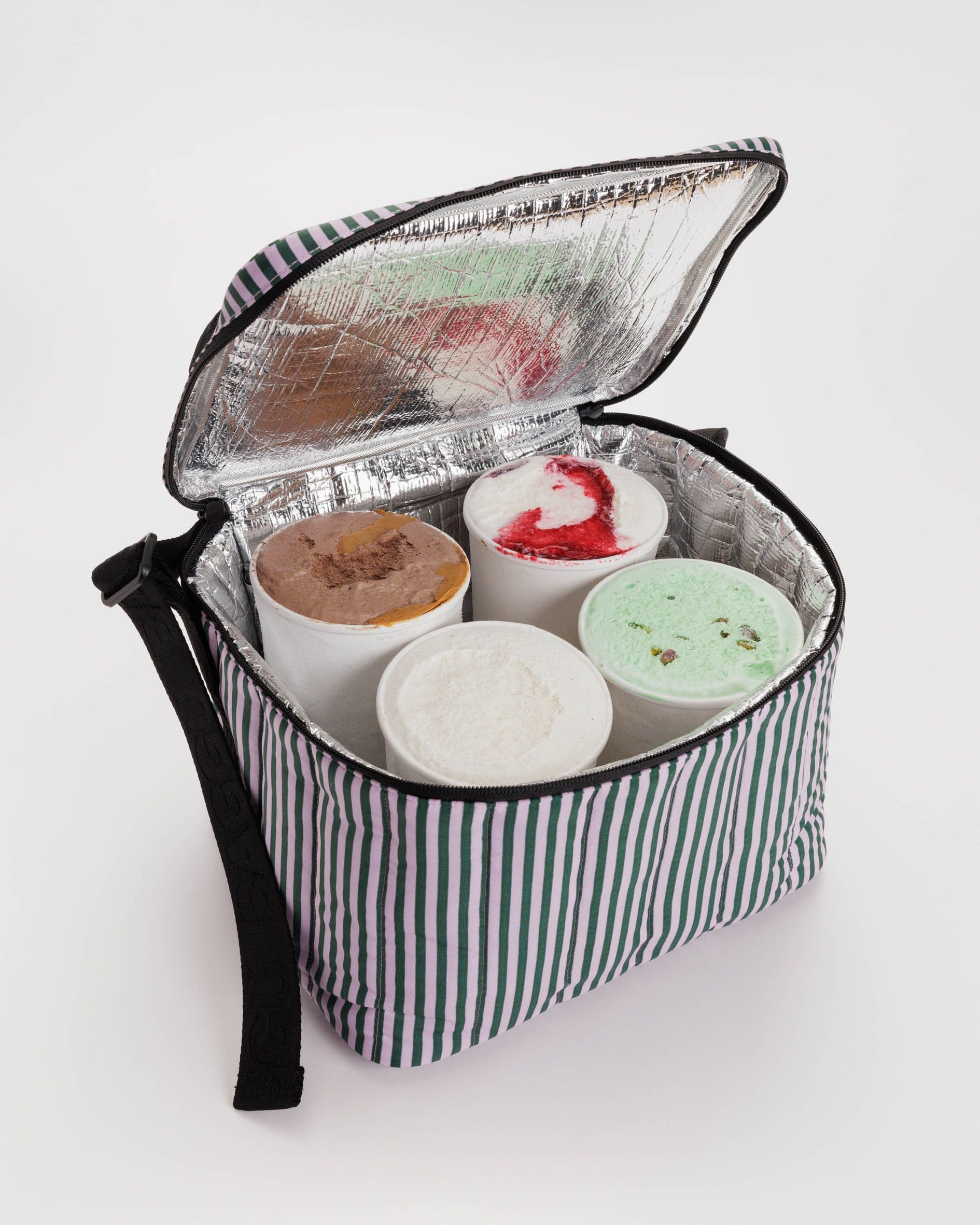 Puffy Cooler Bag : Lilac Candy Stripe - Baggu