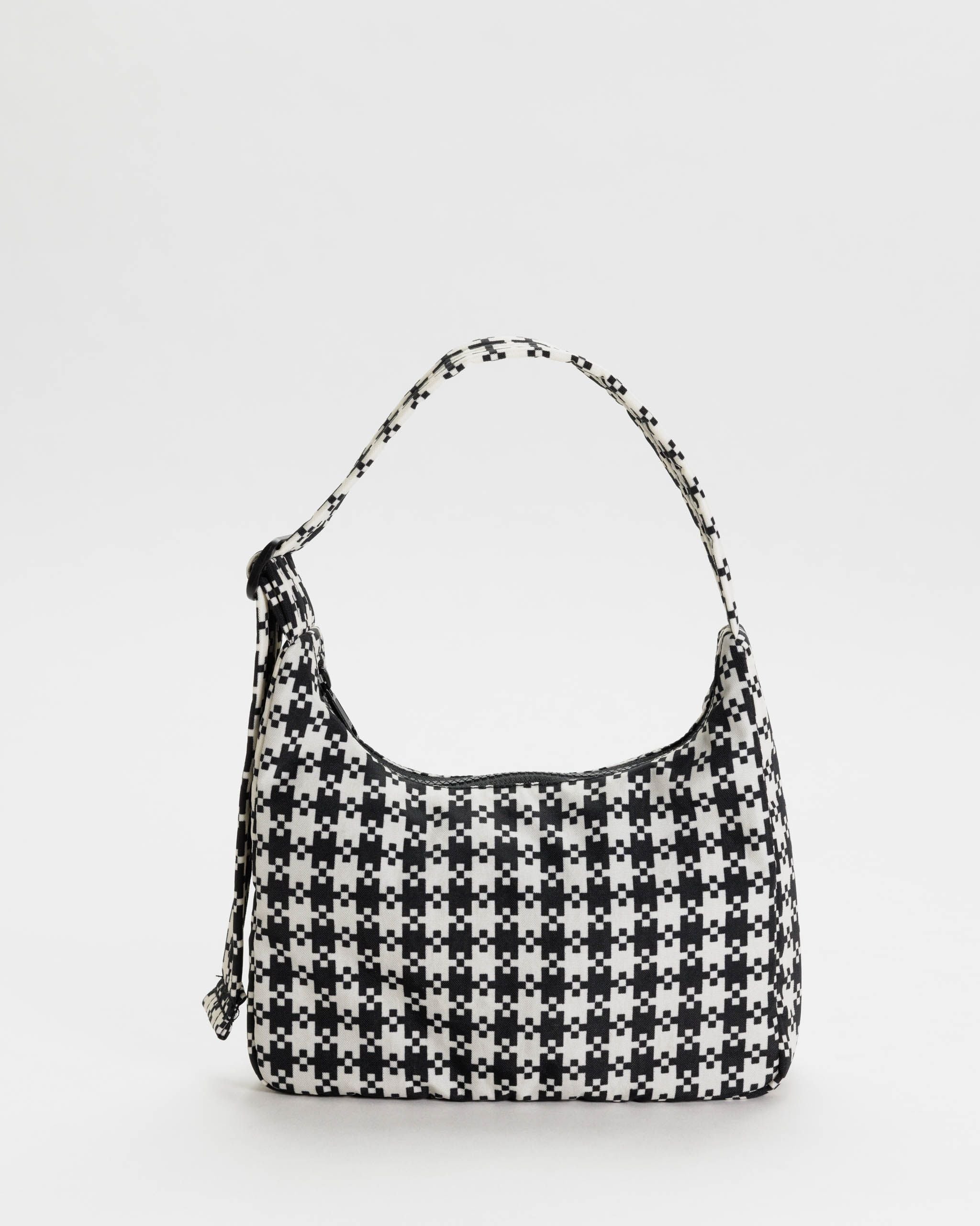 Mini Nylon Shoulder Bag : Pink Pistachio Pixel Gingham - Baggu