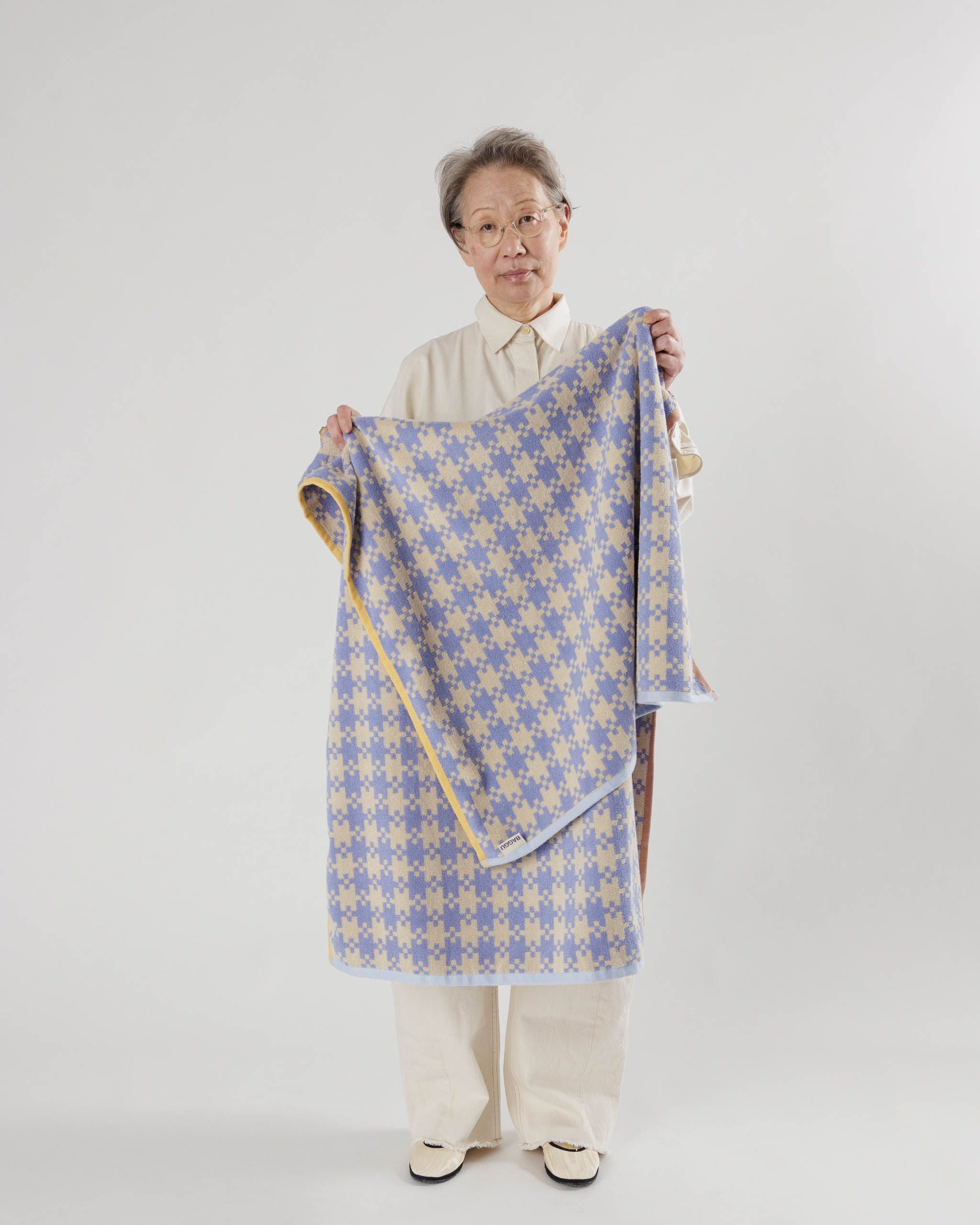 Bath Towel - Blue Pixel Gingham