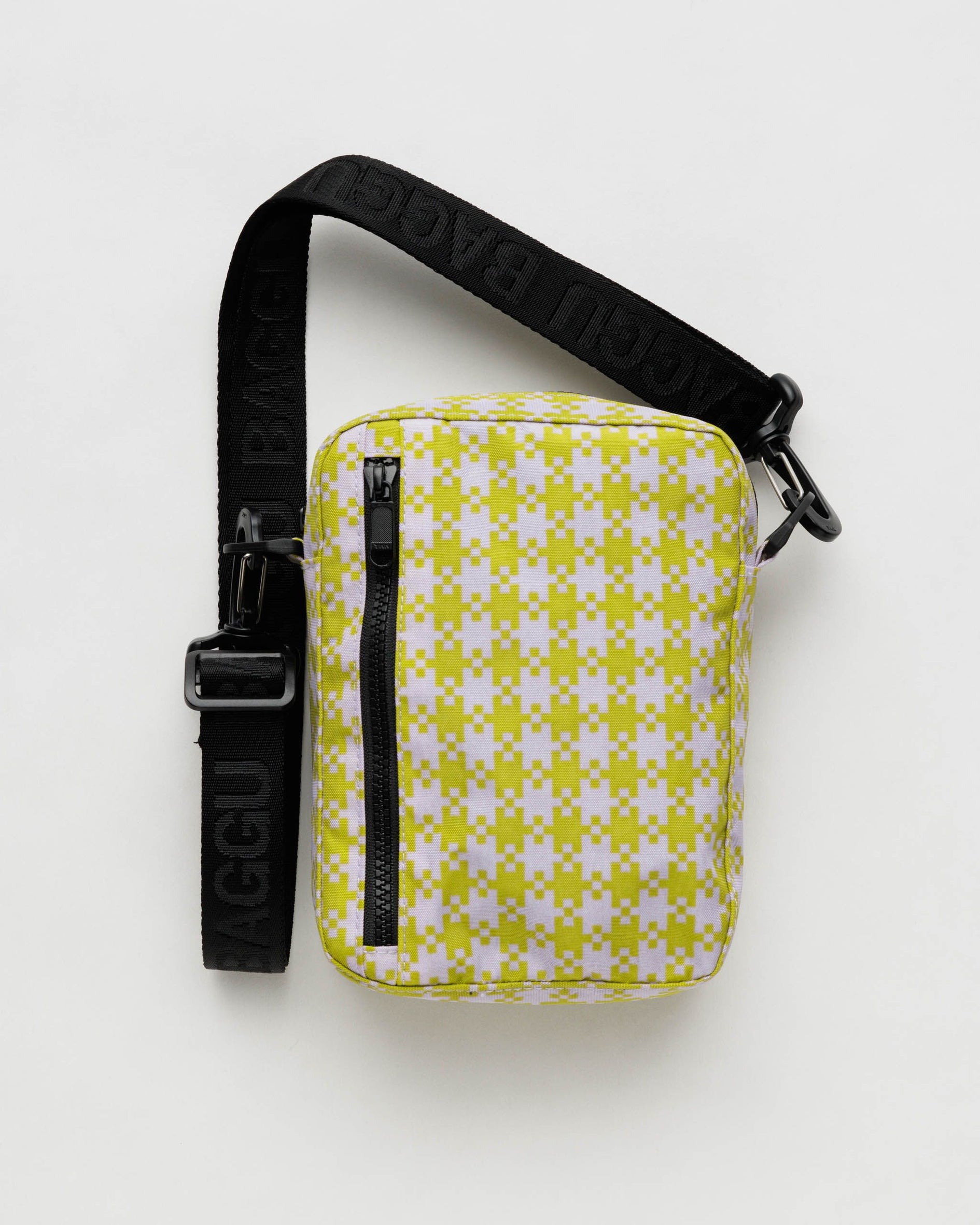 Mini Nylon Shoulder Bag : Pink Pistachio Pixel Gingham - Baggu