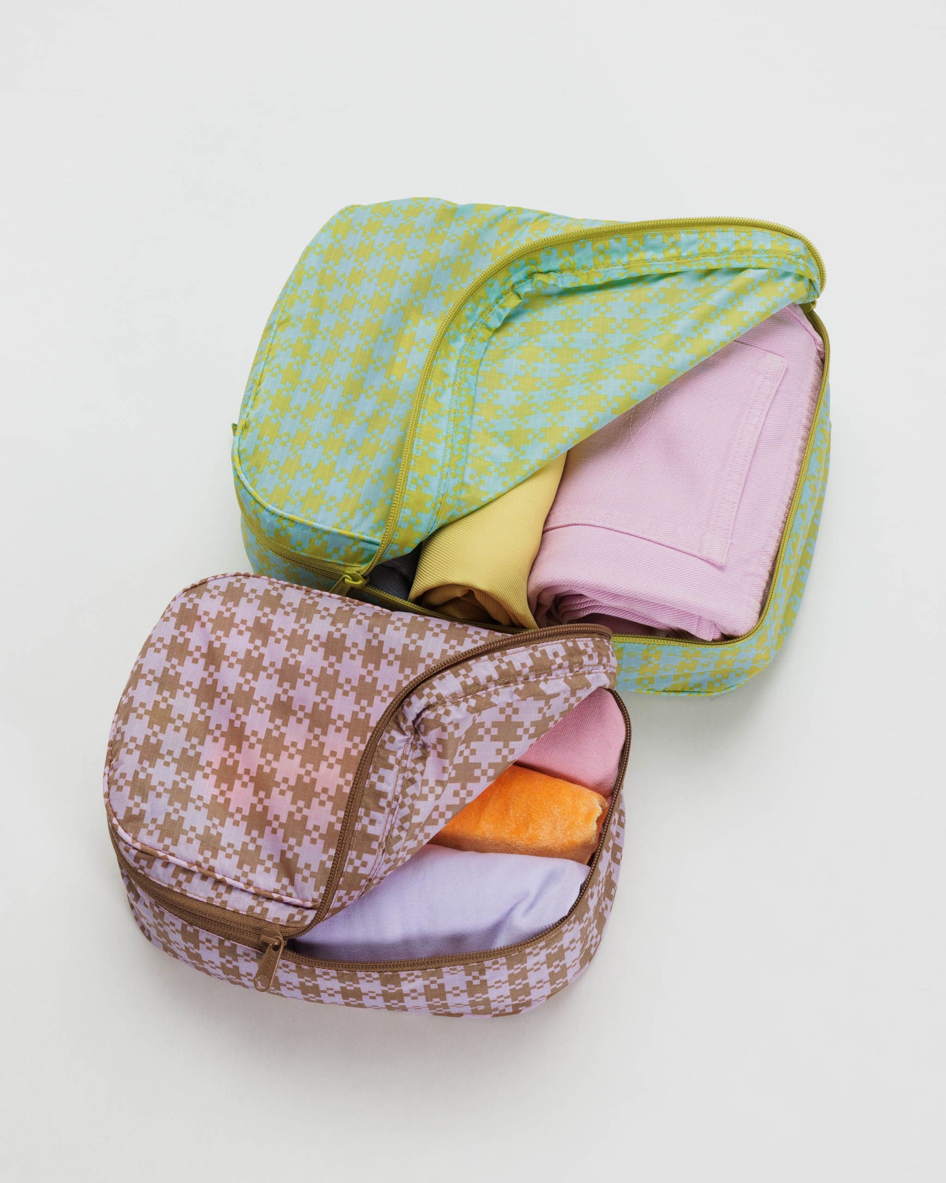 Custom Linen Packing Cubes Gingham Checkered in 3 Sizes | Bag-all