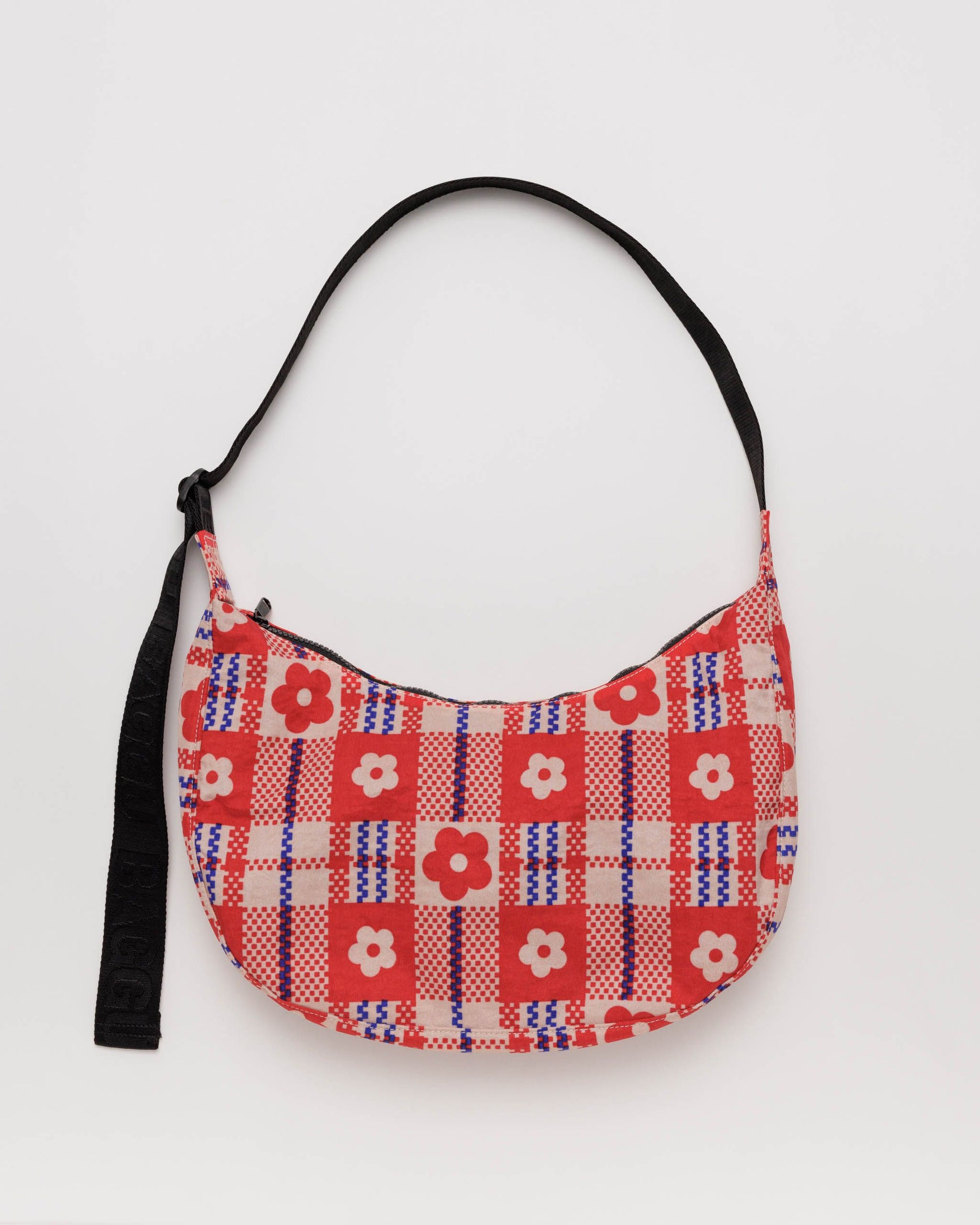 Floral Plaid Pattern Bucket Bag, Vintage Crossbody Bag, Small