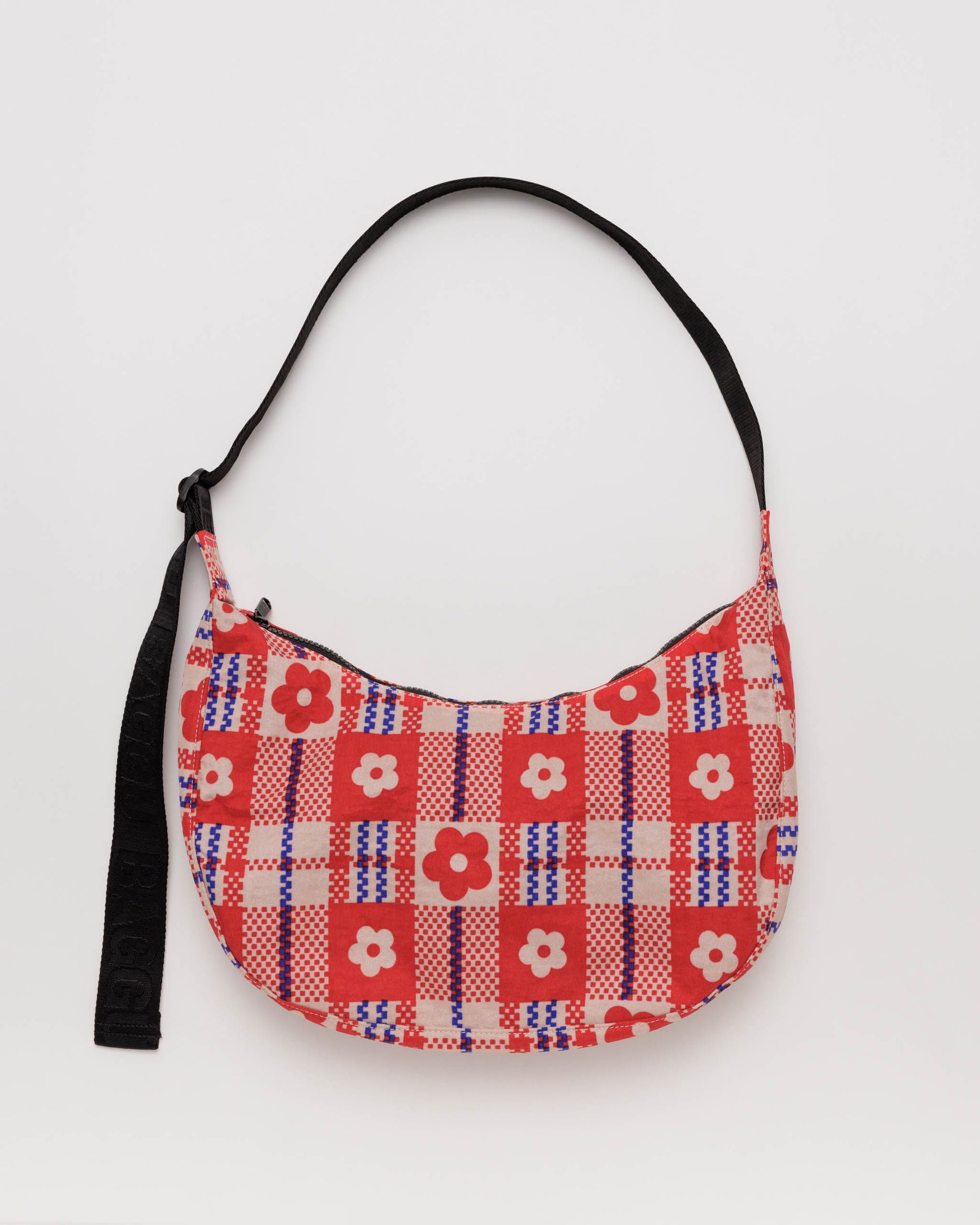 Medium Crossbody Bag Plaid Pattern Nylon