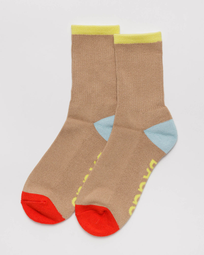 Ribbed Sock in Beige Mix