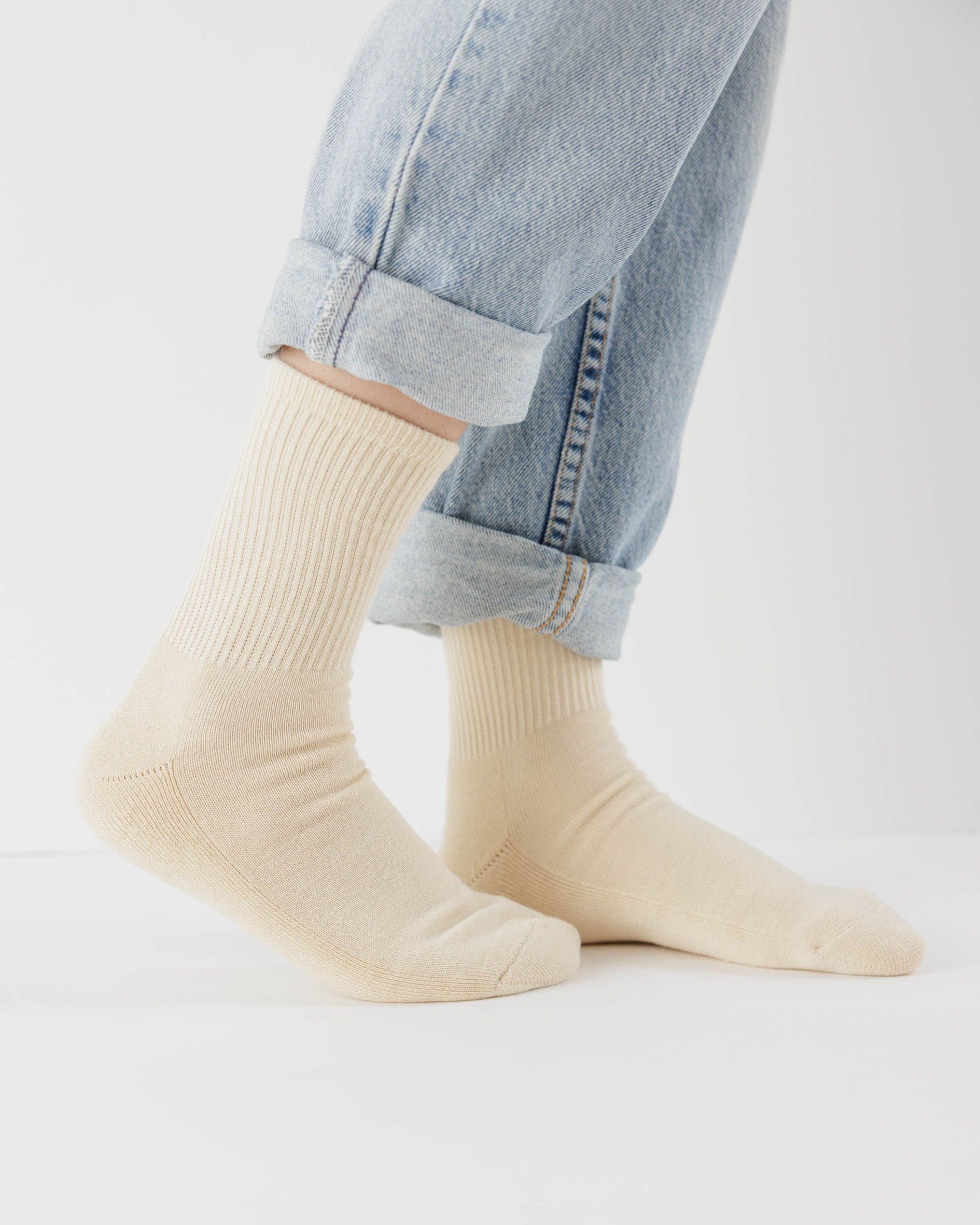 Ribbed Sock - Ecru