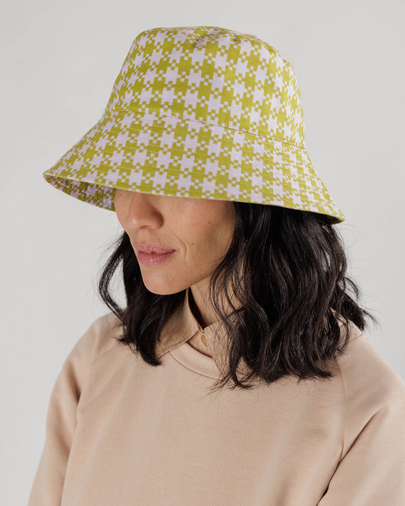 Bucket Hat in Pink Pistachio Pixel Gingham