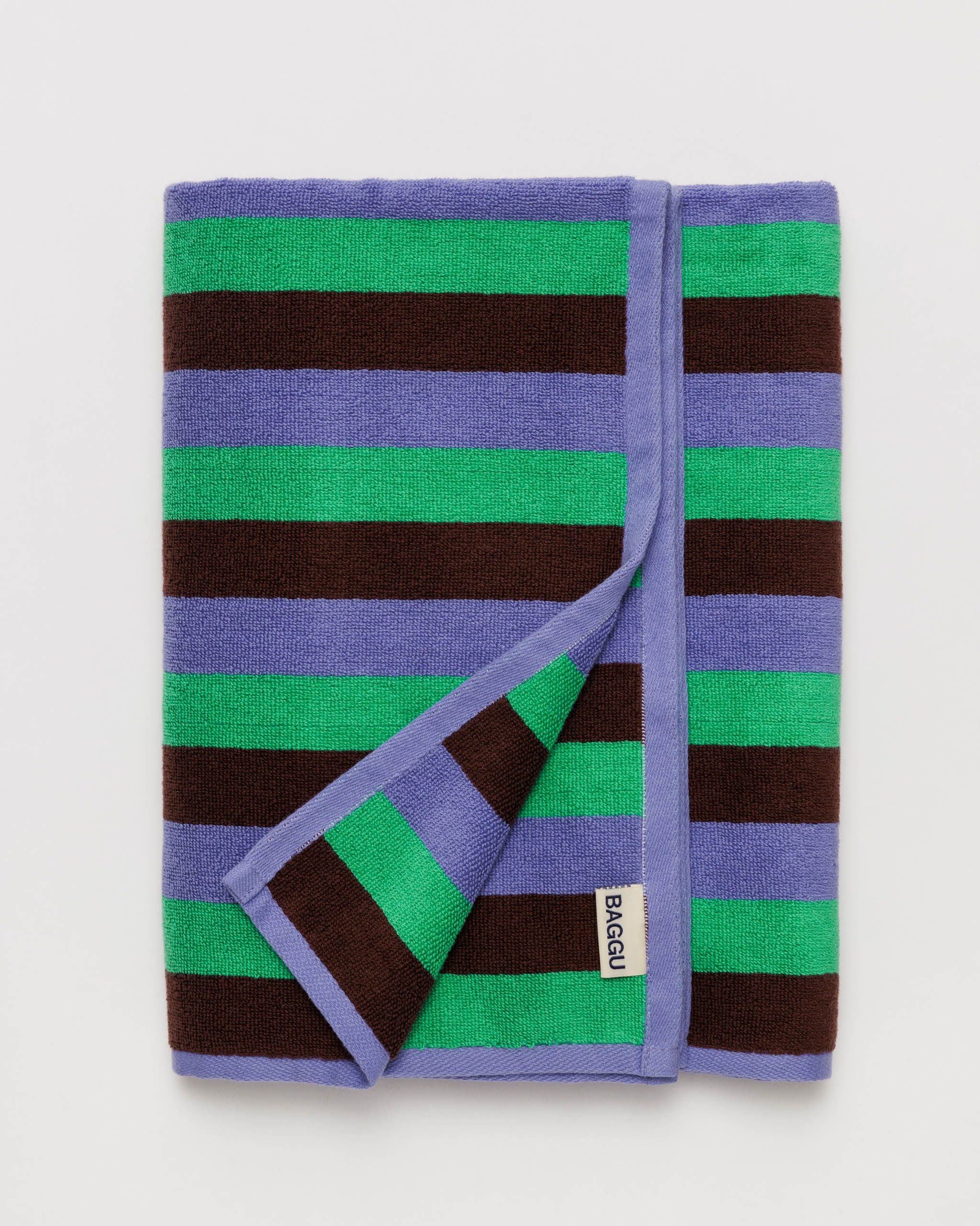 Cotton Bath Towel With Blue Stripes - Bolé Road Textiles