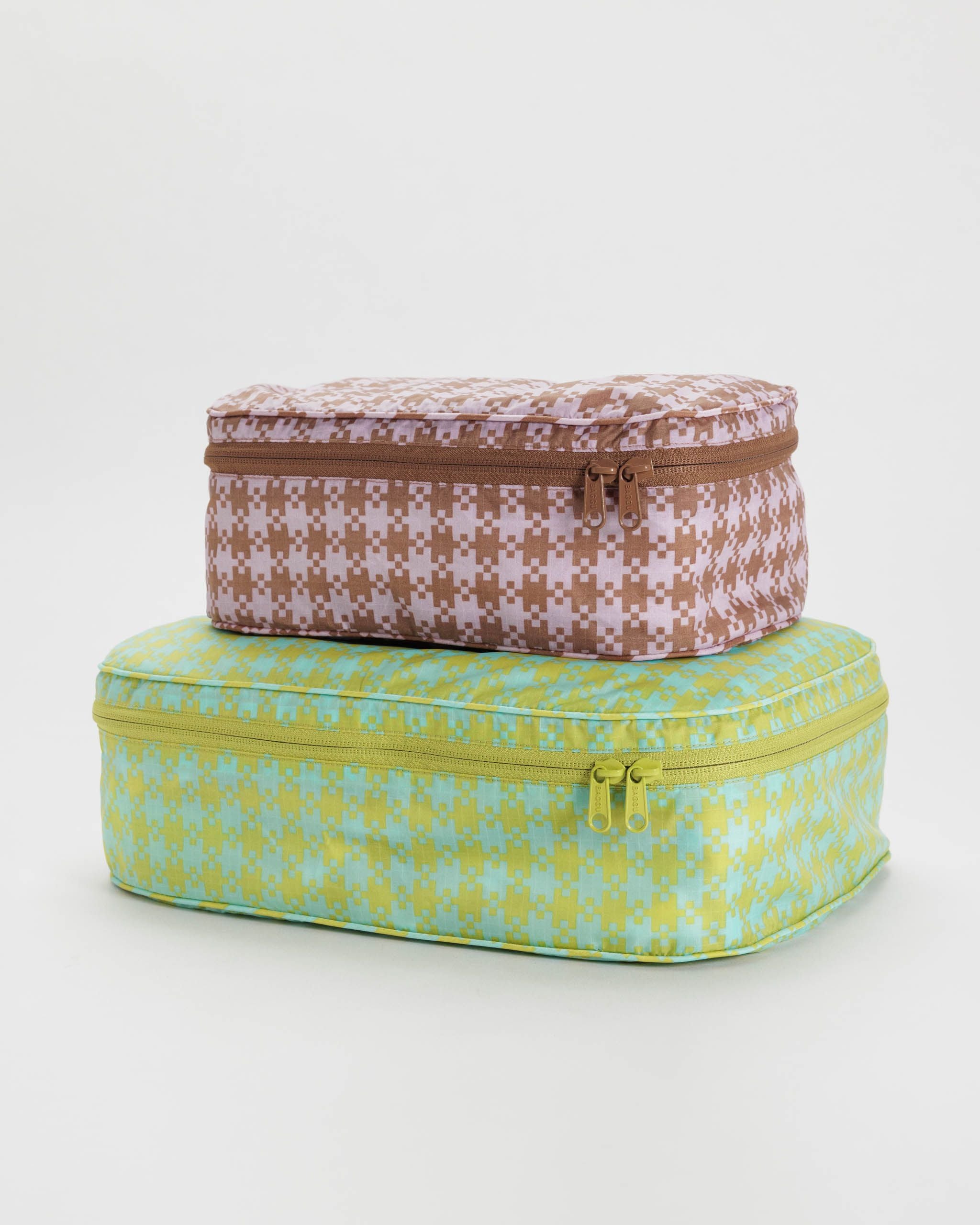 Custom Linen Packing Cubes Gingham Checkered in 3 Sizes | Bag-all