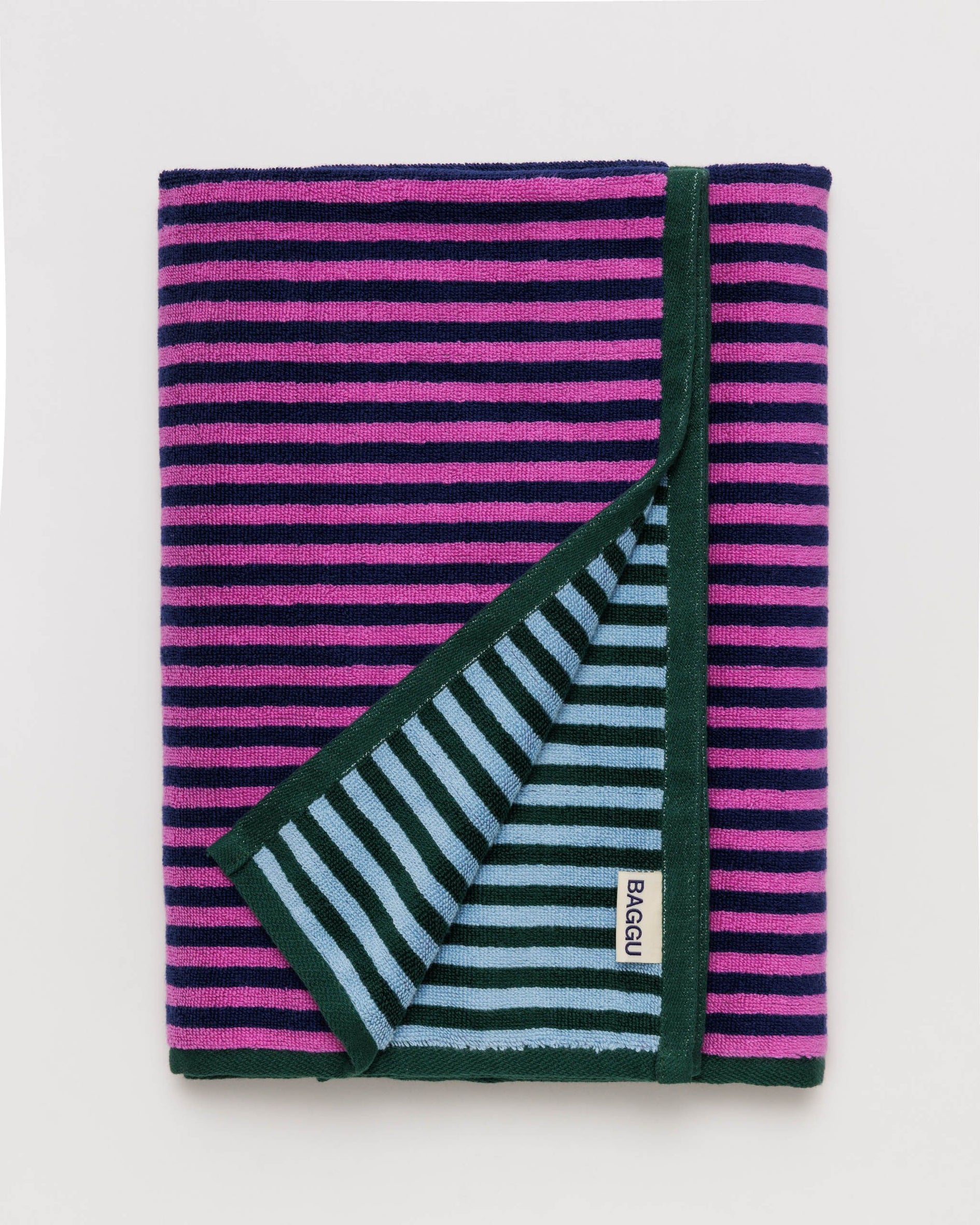 Bath Towel - Pink Green Candy Stripe