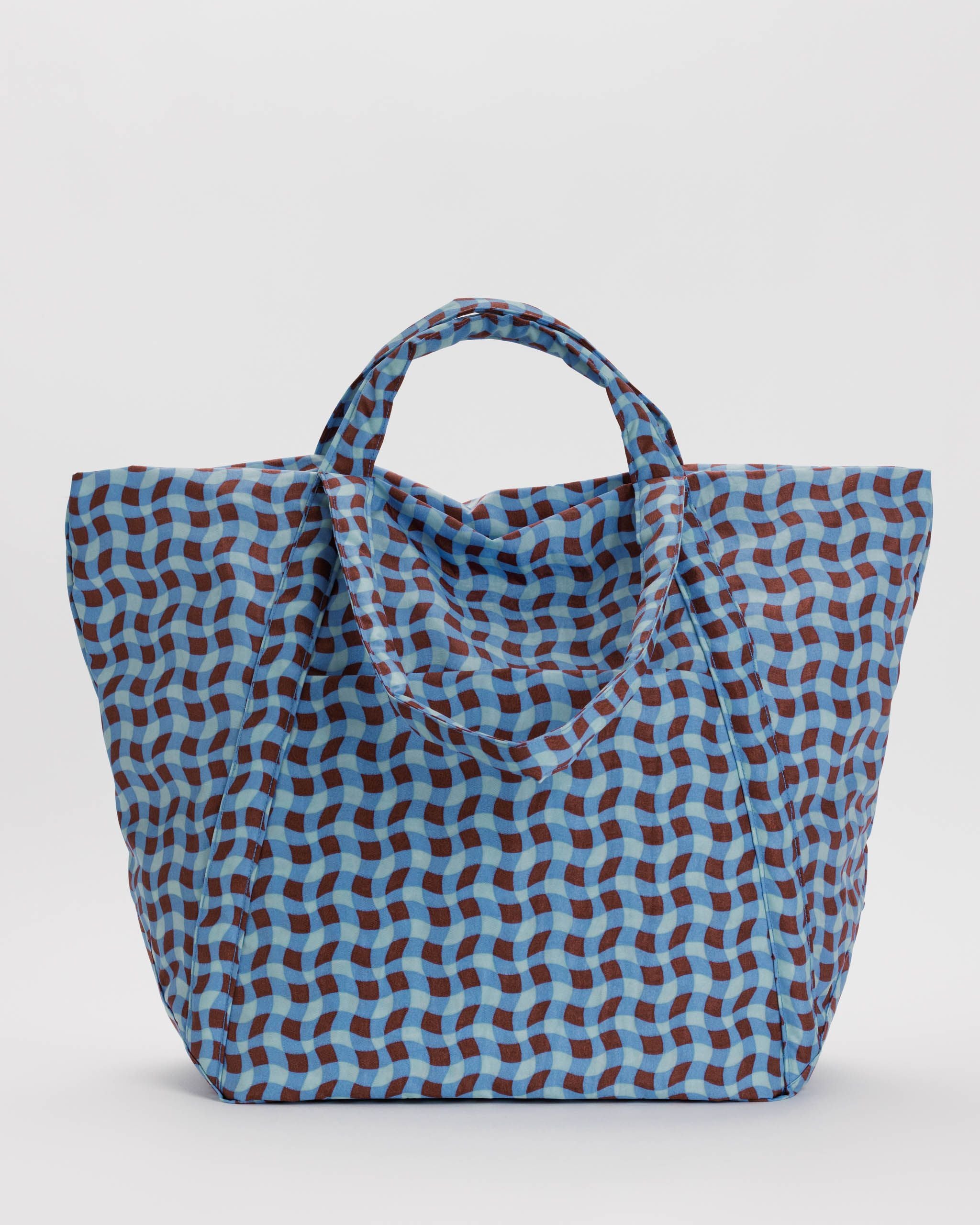 Travel Cloud Bag - Wavy Gingham Blue