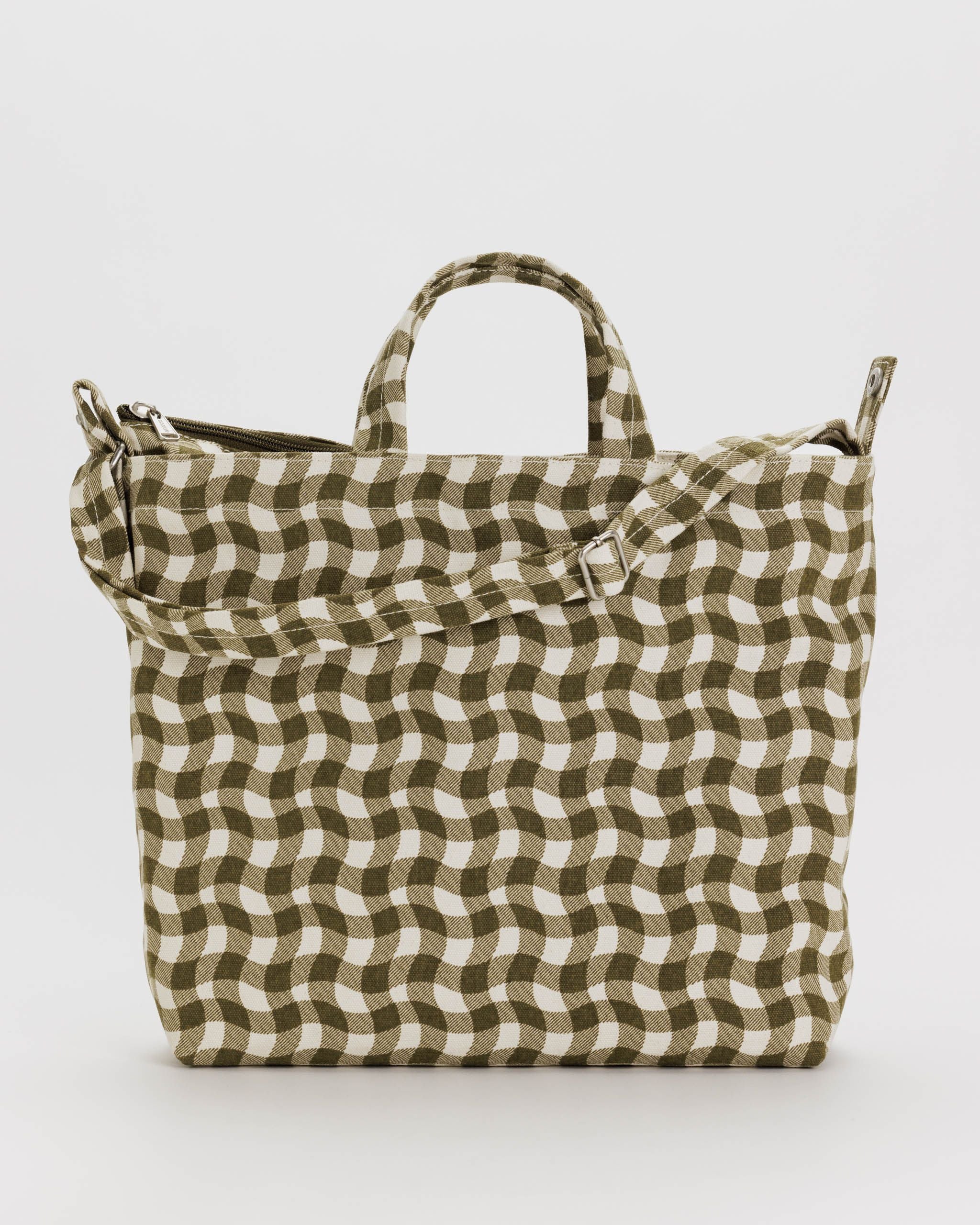 Horizontal Zip Duck Bag - Wavy Gingham Brown