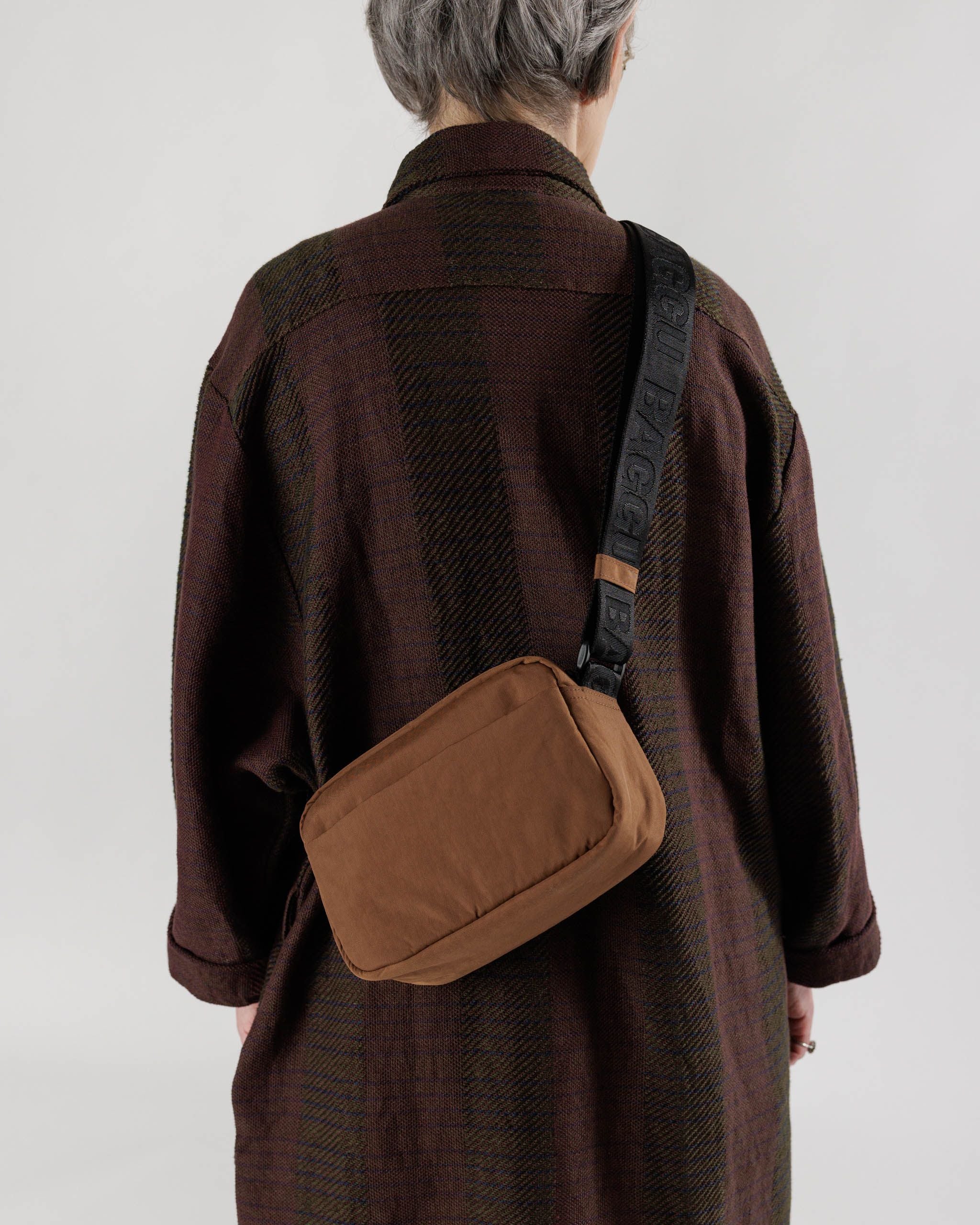 brown camera bag