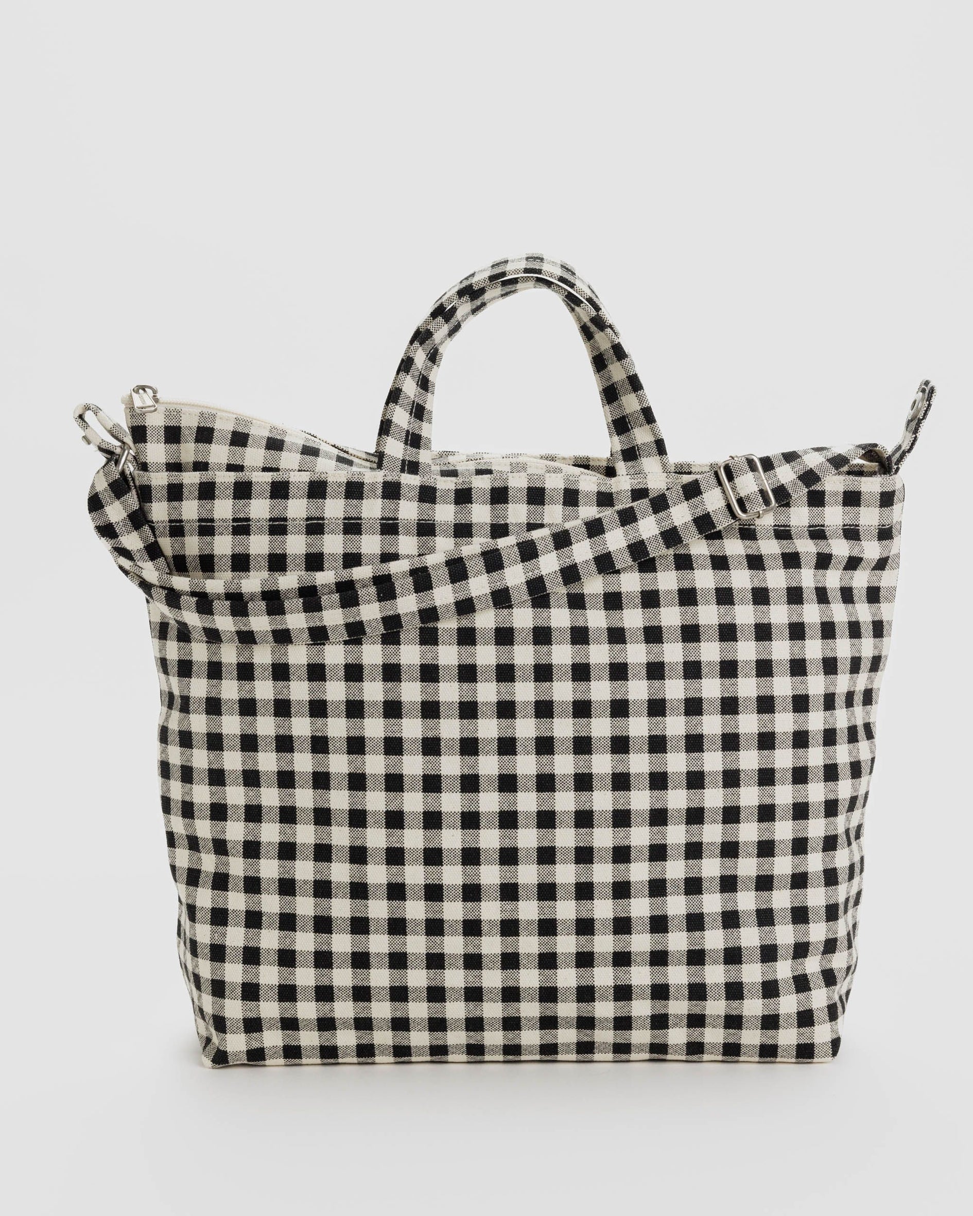 Horizontal Zip Duck Bag - Black & White Gingham