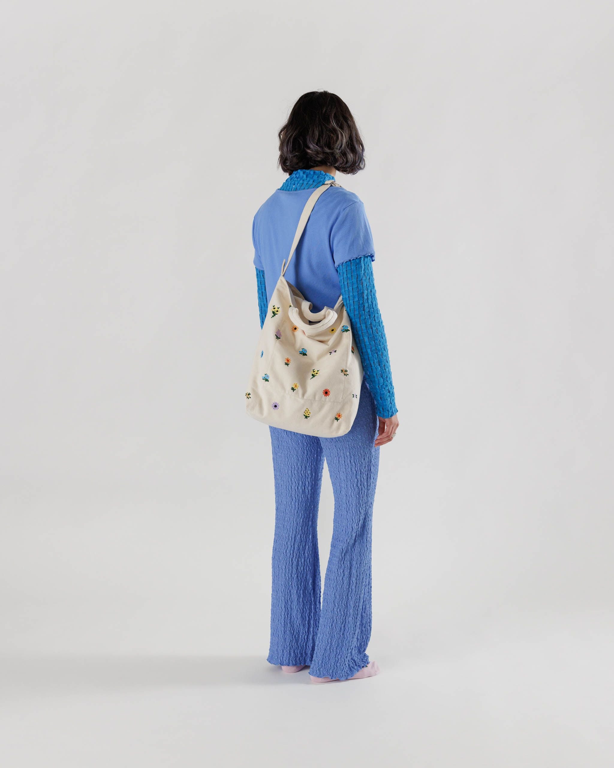 Greater Good. Horizontal Duck Bag in Embroidered Ditsy Floral