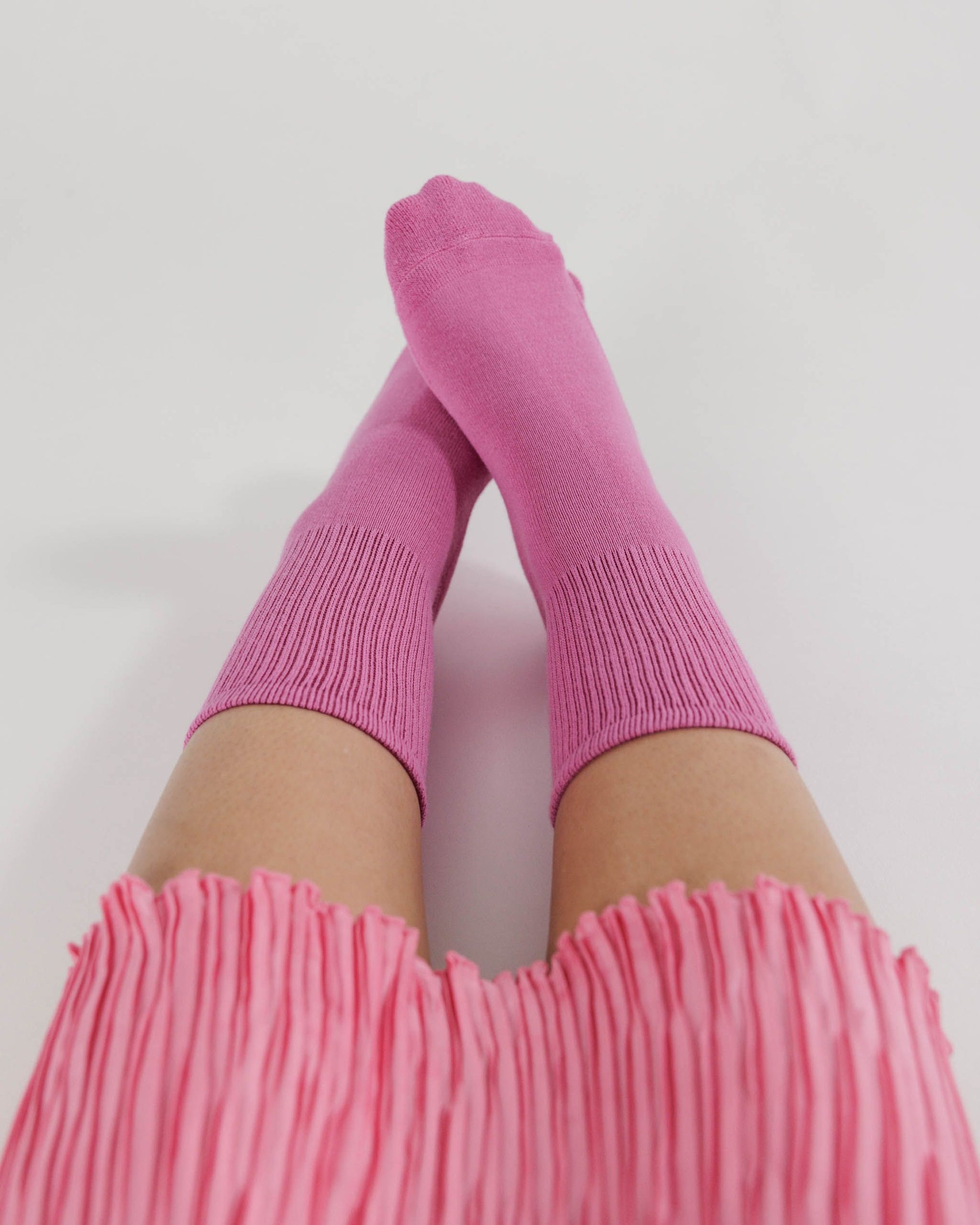 Ribbed Sock : Extra Pink - Baggu