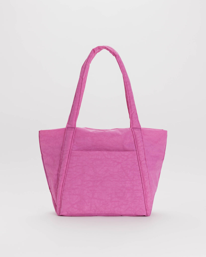 Pink Tote with Beaded Stripe & Bamboo Handle