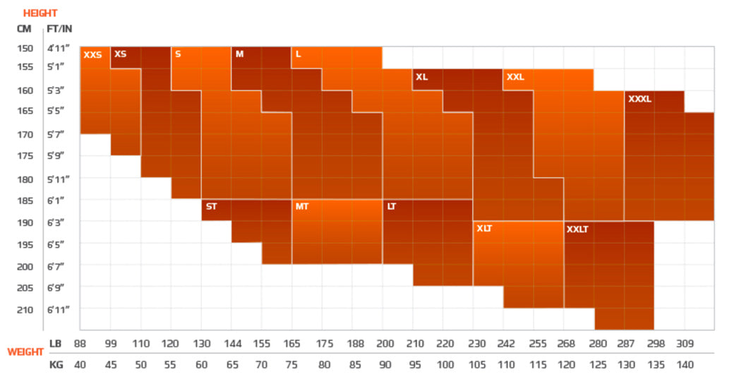 reebok compression shorts size chart