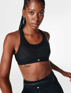 Sweaty Betty Infinity Dare to Bare Tonal Glitch Black Lulu Workout Sports  Bra S