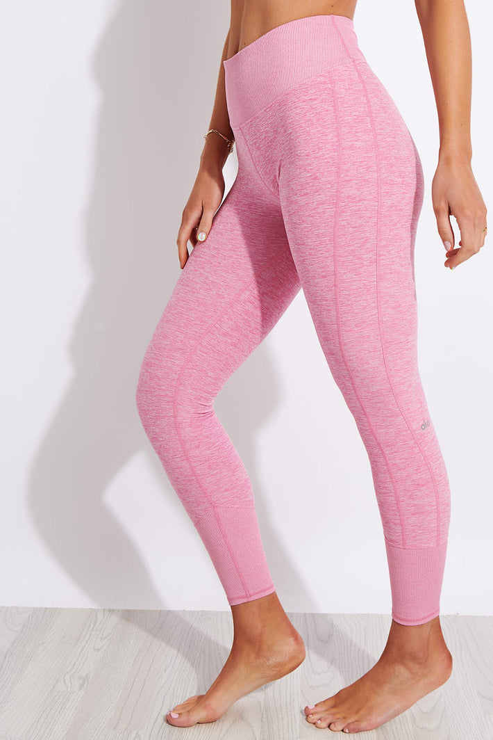 High-Waist Alosoft Lounge Legging in Dusty Pink Heather by Alo Yoga