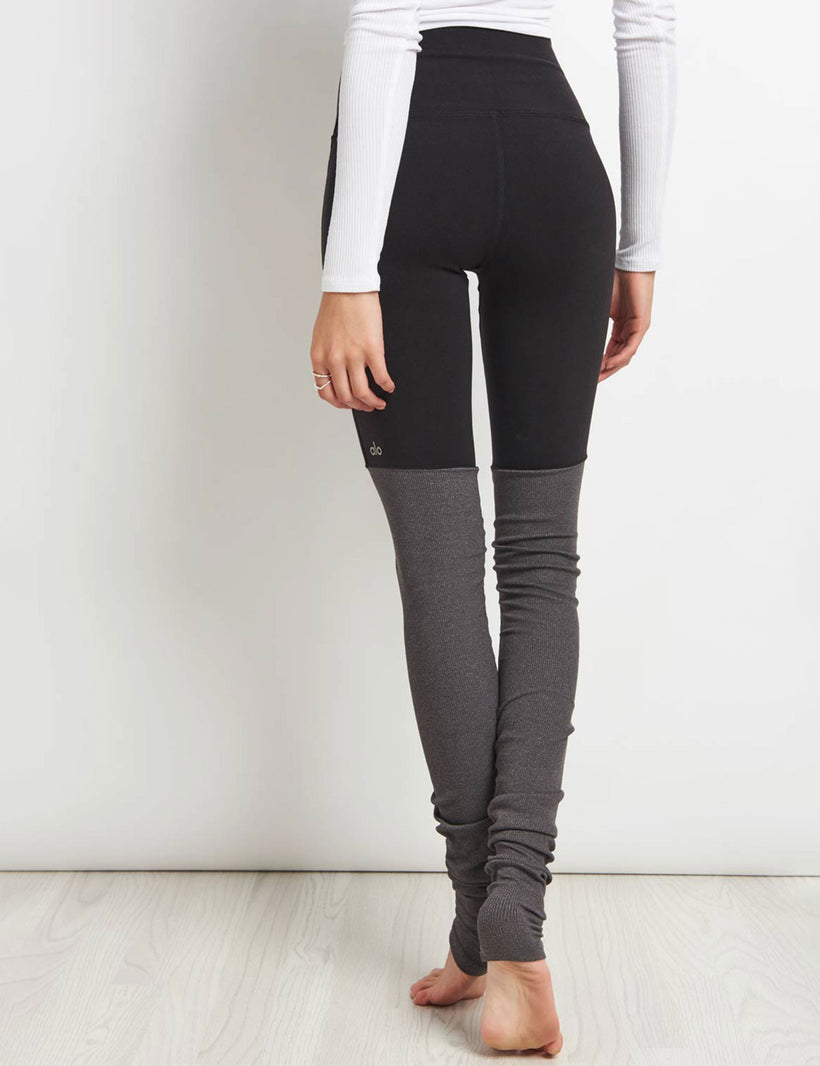 Alo Yoga Elevate High Rise and Shine Blue Gray Black Colorblock Leggings XS  - $53 - From Erin