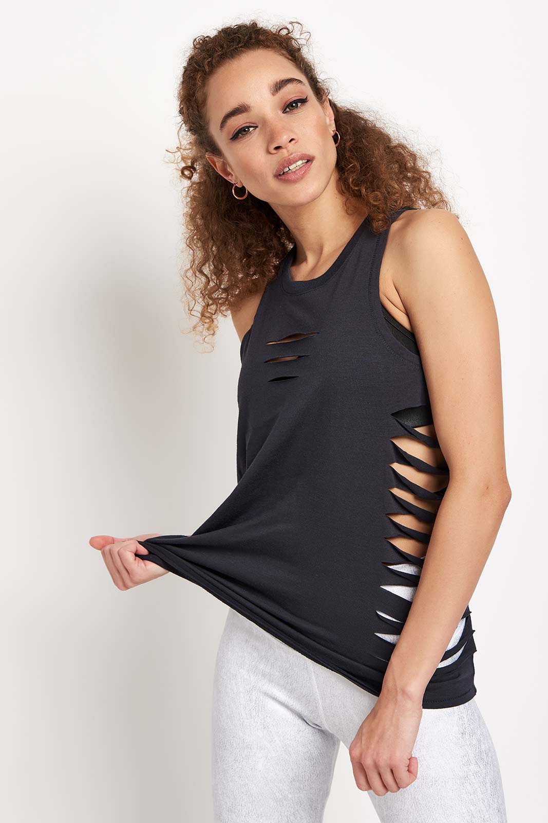 Alo Yoga Cut It Out Long Tank In Grey ModeSens