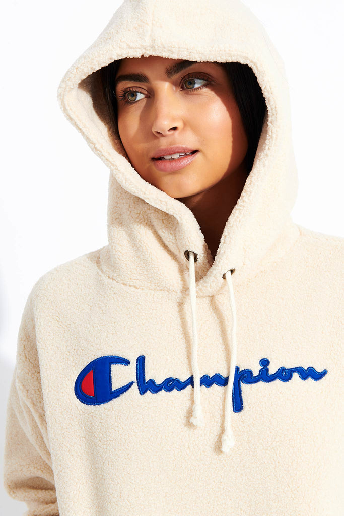 beige champion reverse weave hoodie