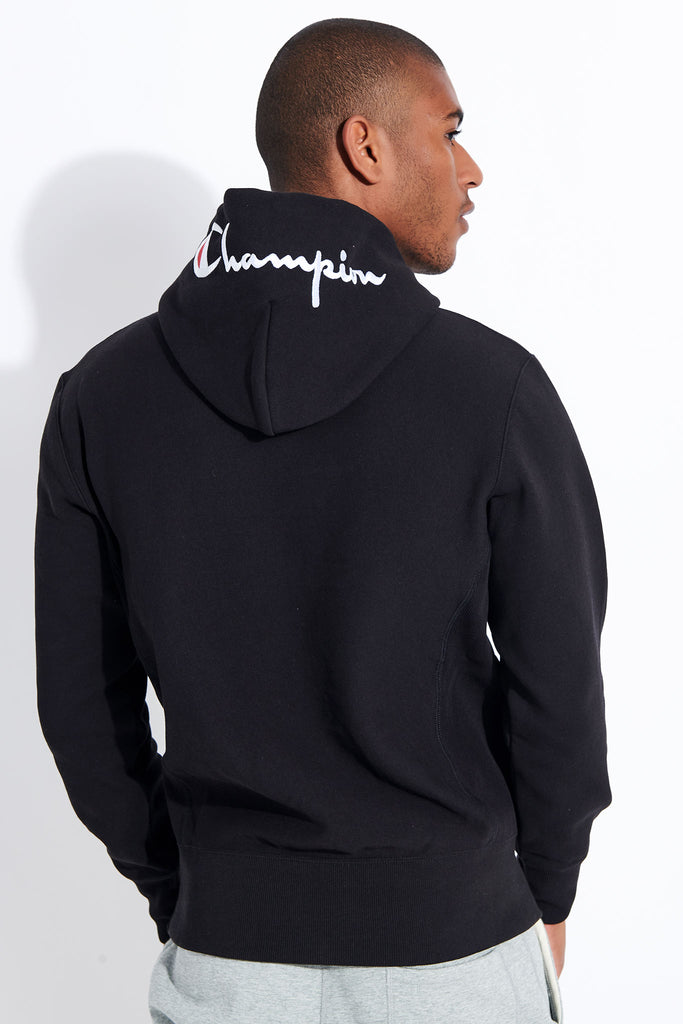 champion hoodie with logo on hood