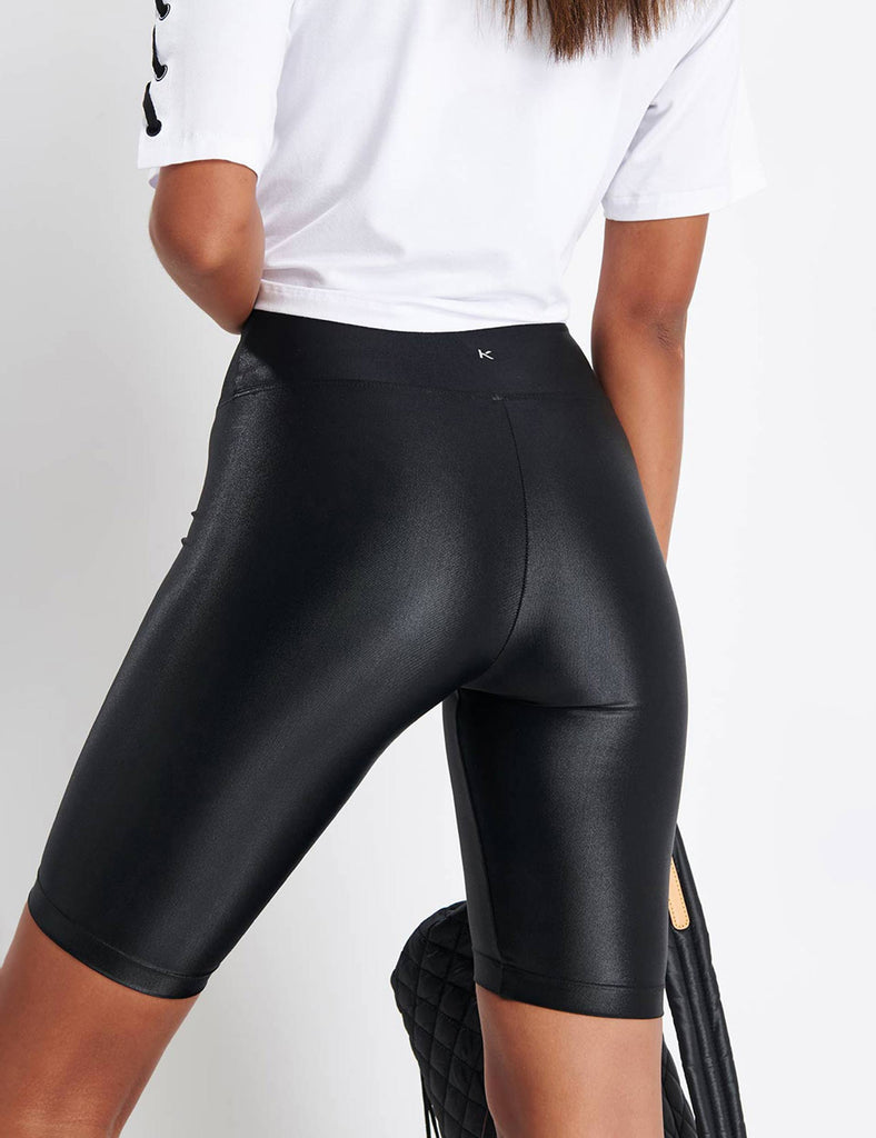 shiny black biker shorts