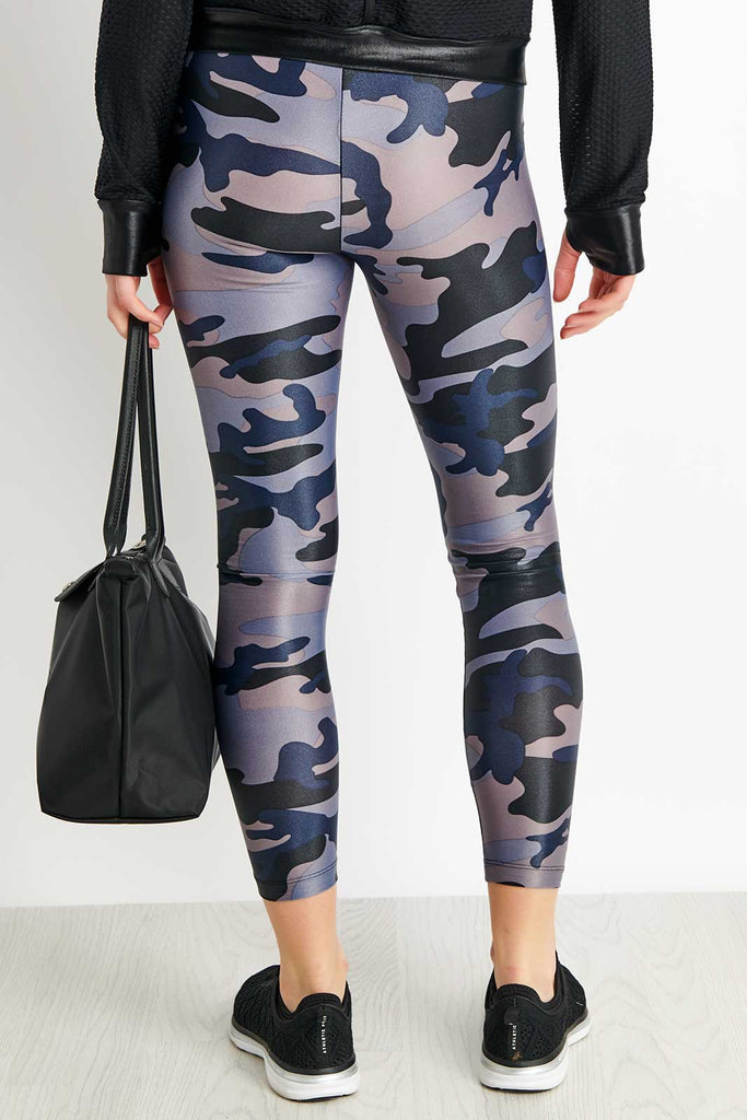 Yogalicious - Women's Lux Camo Ankle Legging with Supportive Waistband -  Camo Black - X Small