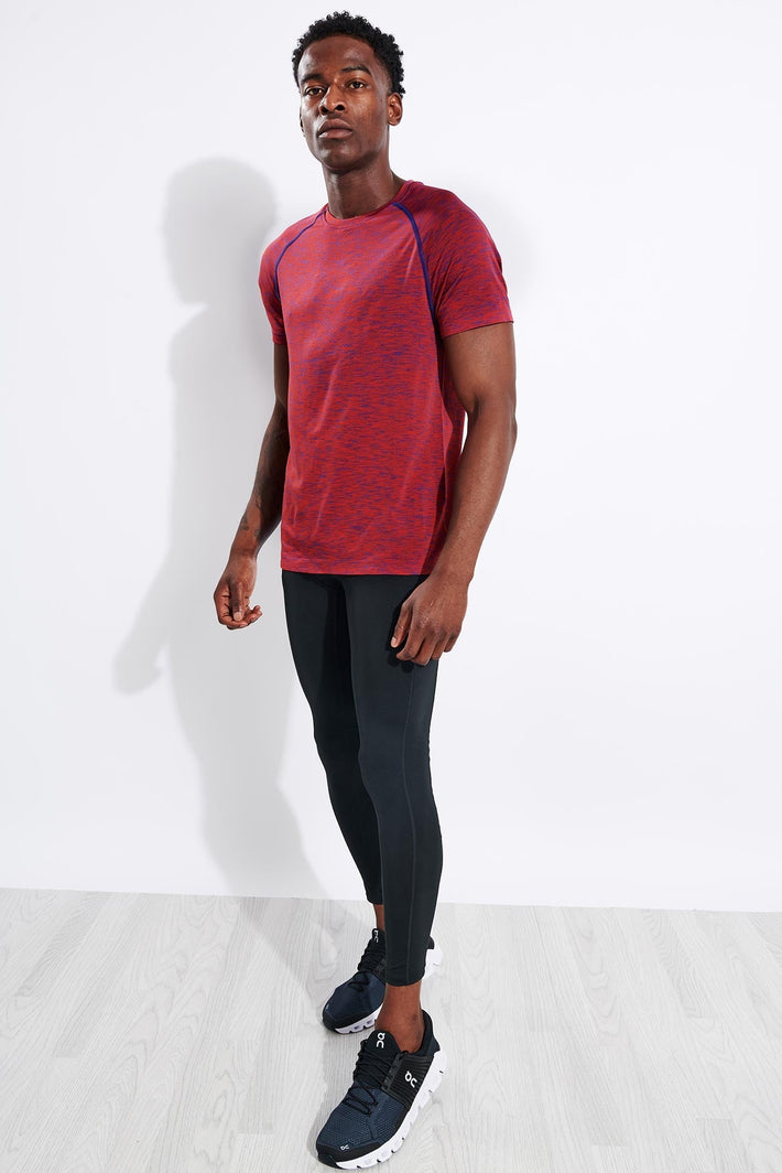 Rhone | Reign Tech Short Sleeve - Red/Sapphire | The Sports Edit