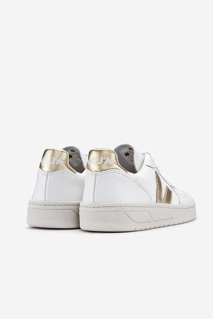 veja white and gold trainers