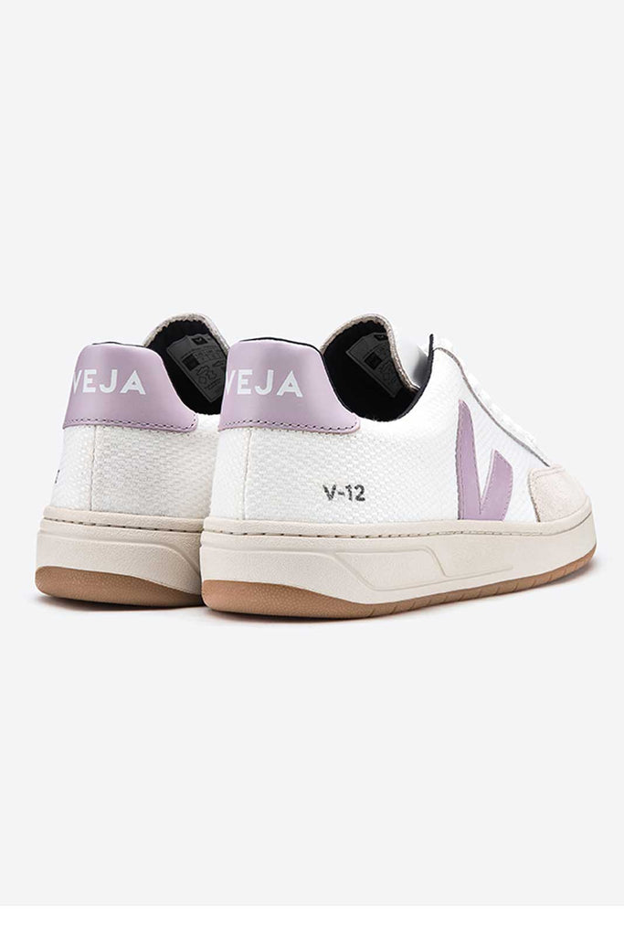 Veja | V12 B-Mesh White Lila Trainers | The Sports Edit