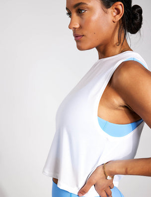 Cover Tank In White by Alo Yoga at ORCHARD MILE