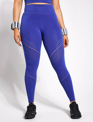Yelete Seamless Performance Activewear Legging Full Length Royal Blue 