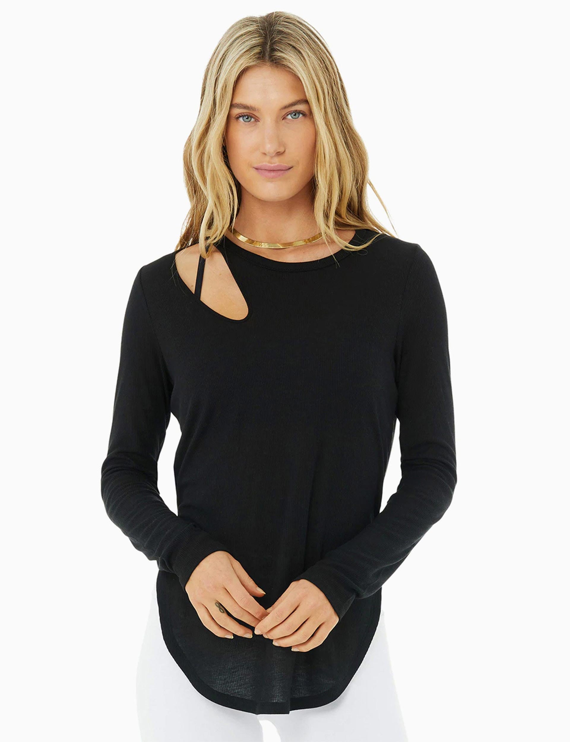 Image of Ribbed Peak Long Sleeve - Black