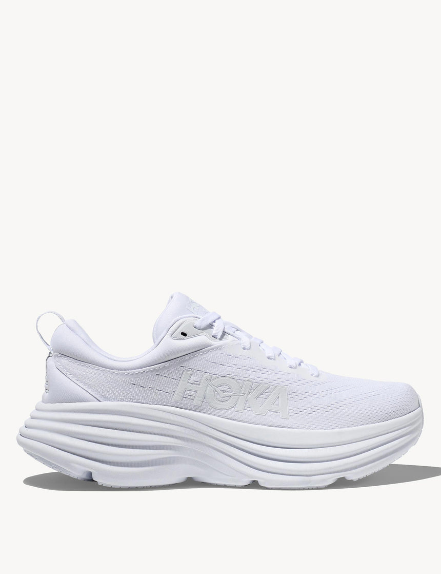 HOKA | Bondi 8 Shoes - White/White | The Sports Edit