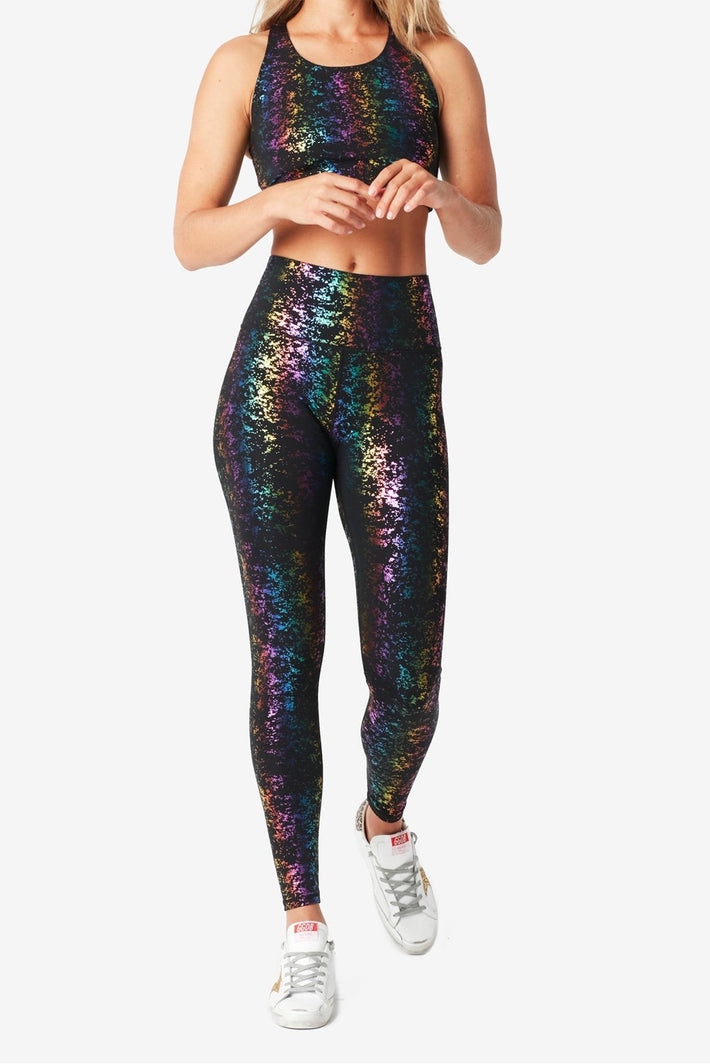 Terez Black Rainbow Star Foil UpLift Leggings