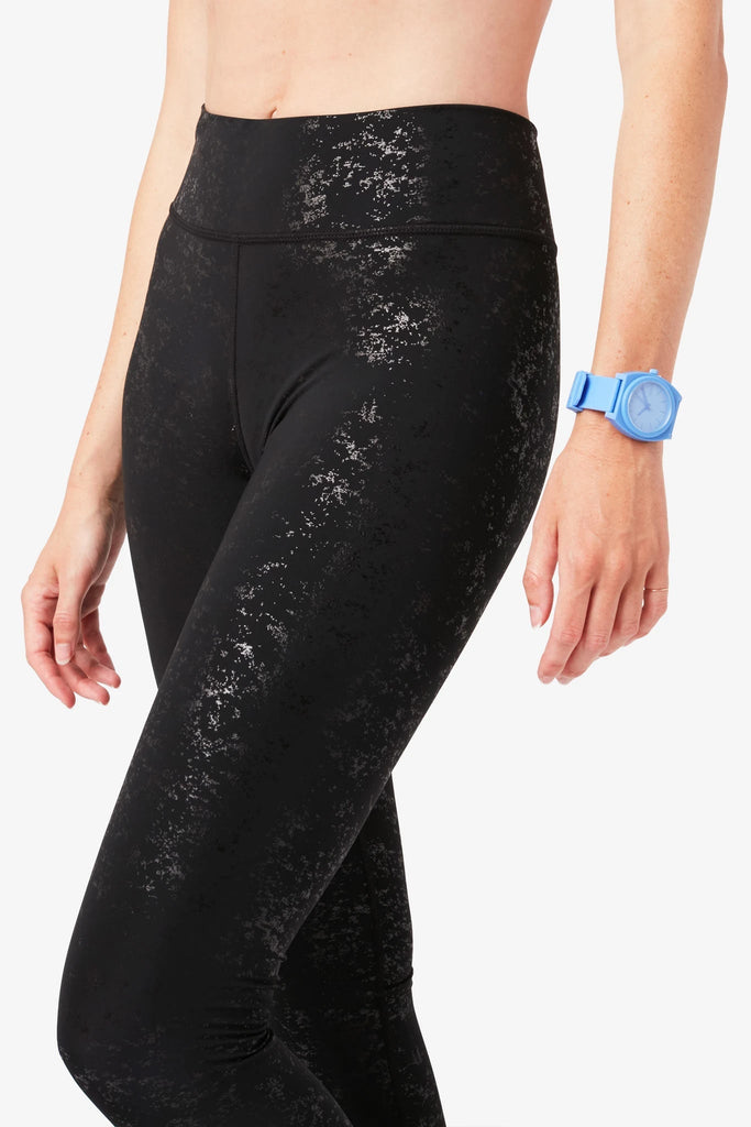 Terez Black & White Glitter Performance Leggings XS